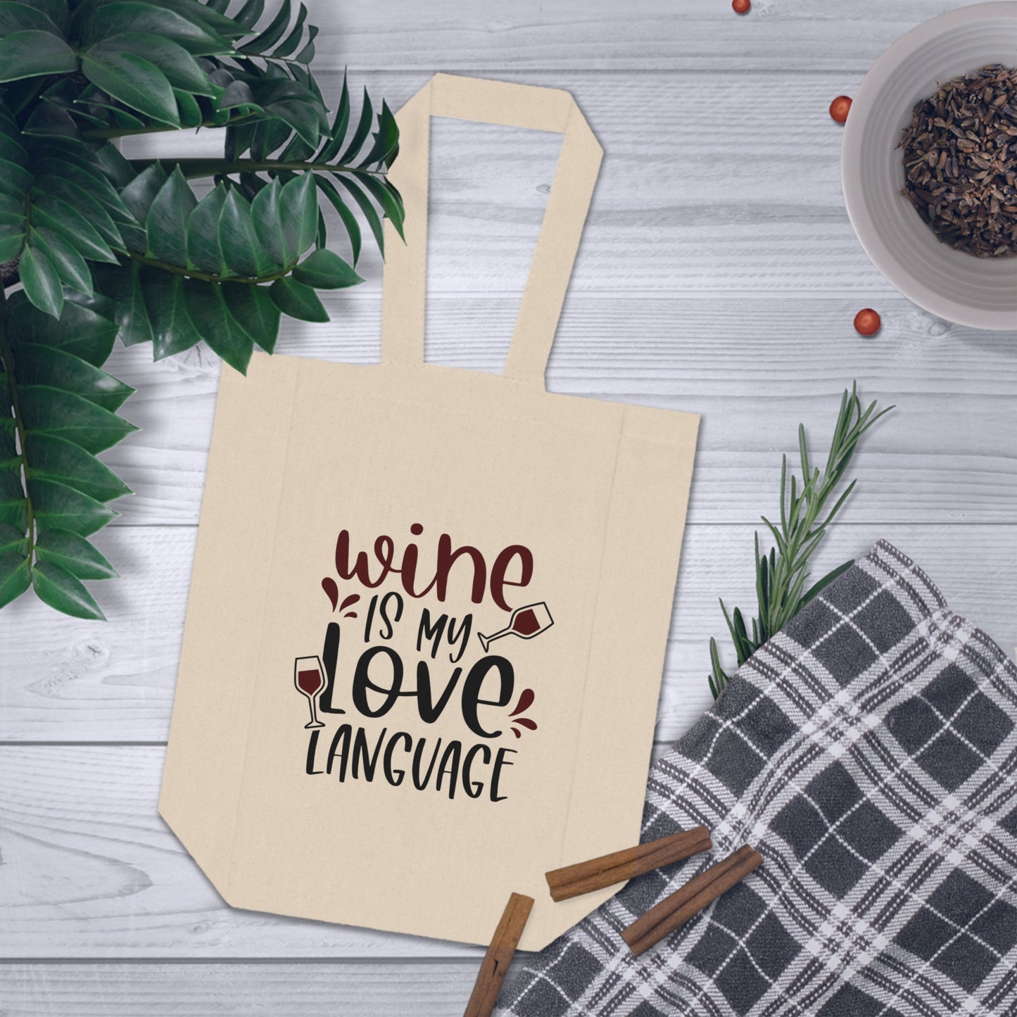 Wine Love Language Double Wine Tote Bag