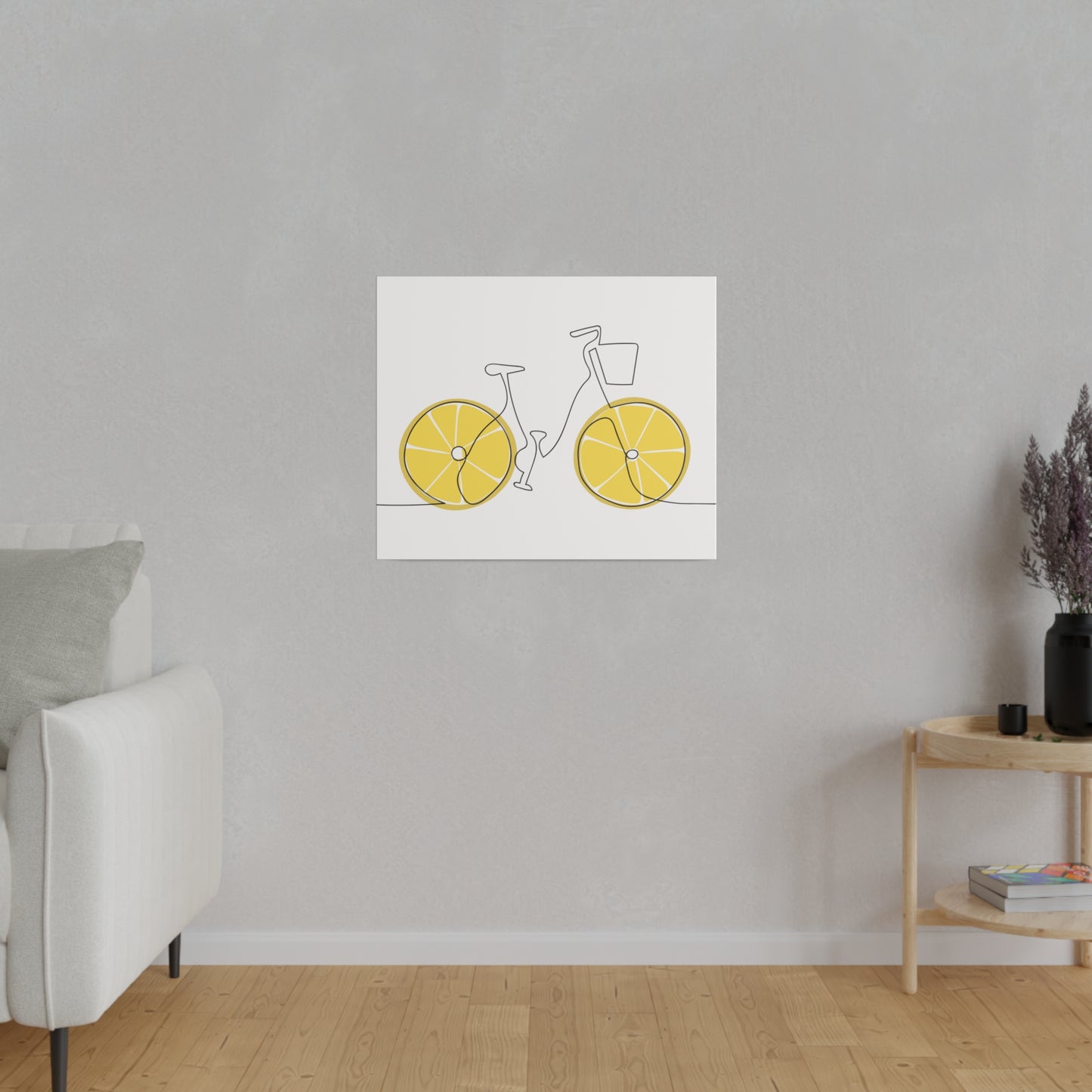 Lemon Wheel Bike Matte Canvas, Stretched, 0.75"