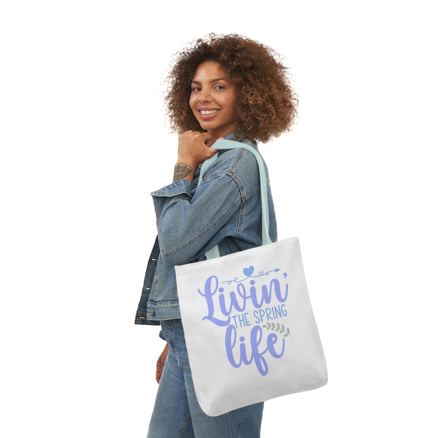 Livin' The Spring Life Canvas Tote Bag, 5-Color Straps