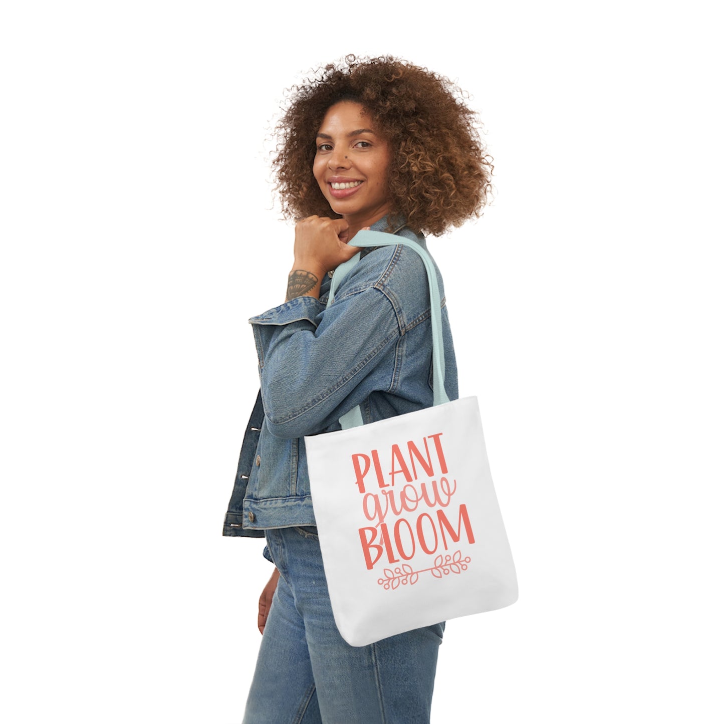 Plant Grow Bloom Spring Canvas Tote Bag, 5-Color Straps