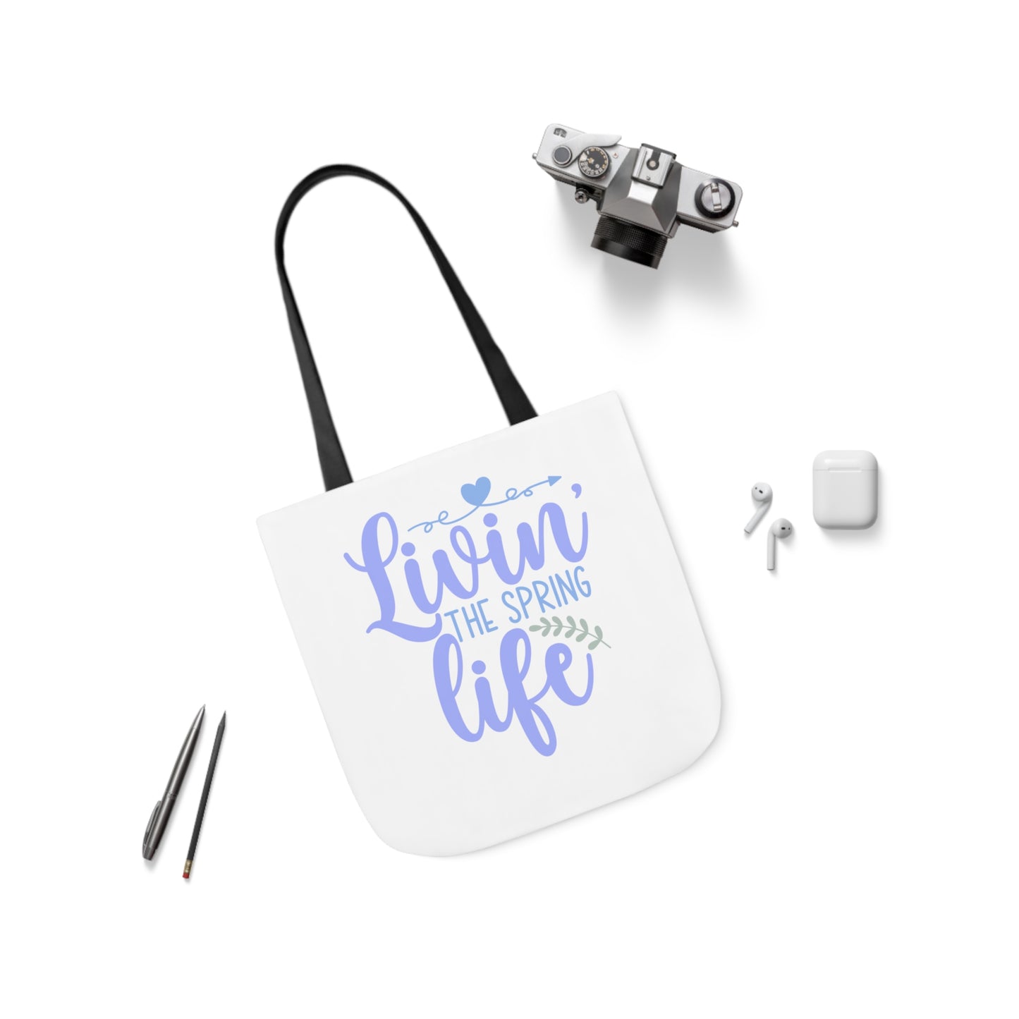 Livin' The Spring Life Canvas Tote Bag, 5-Color Straps