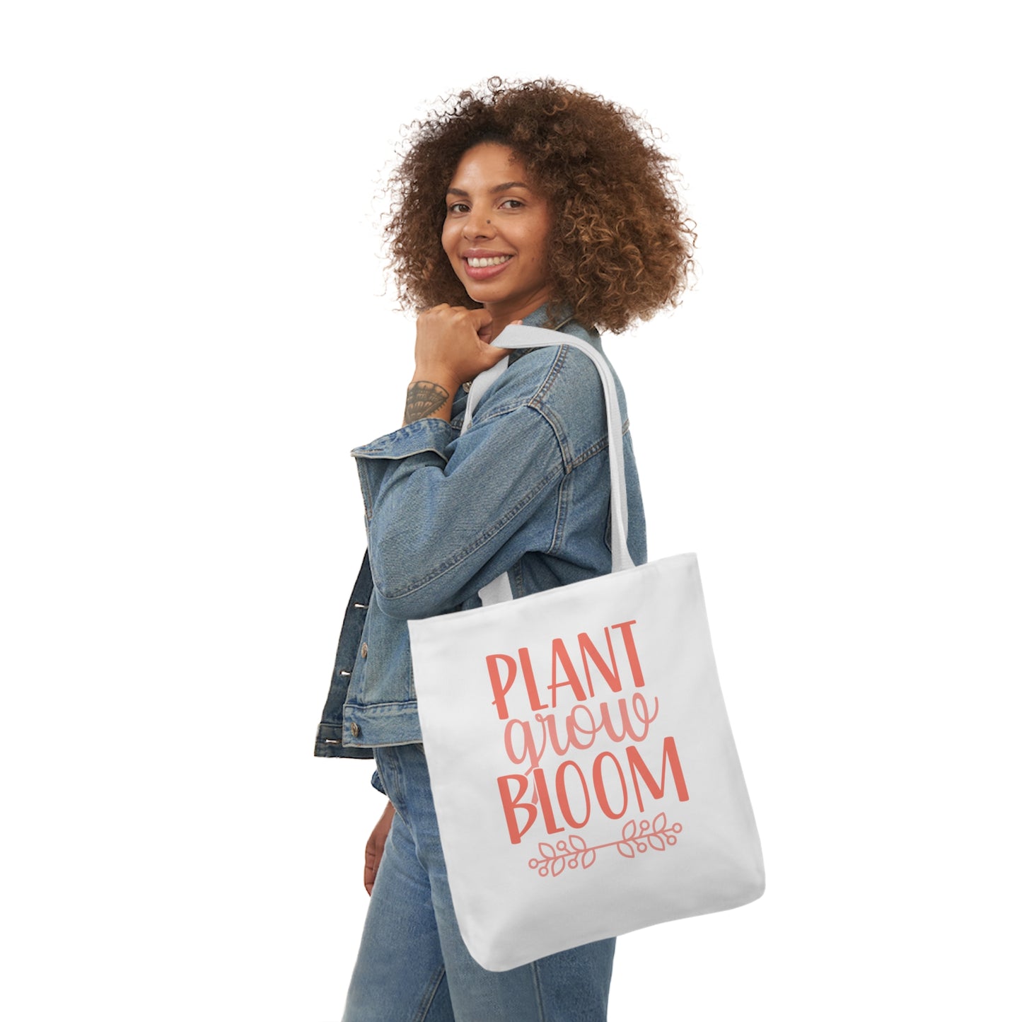 Plant Grow Bloom Spring Canvas Tote Bag, 5-Color Straps