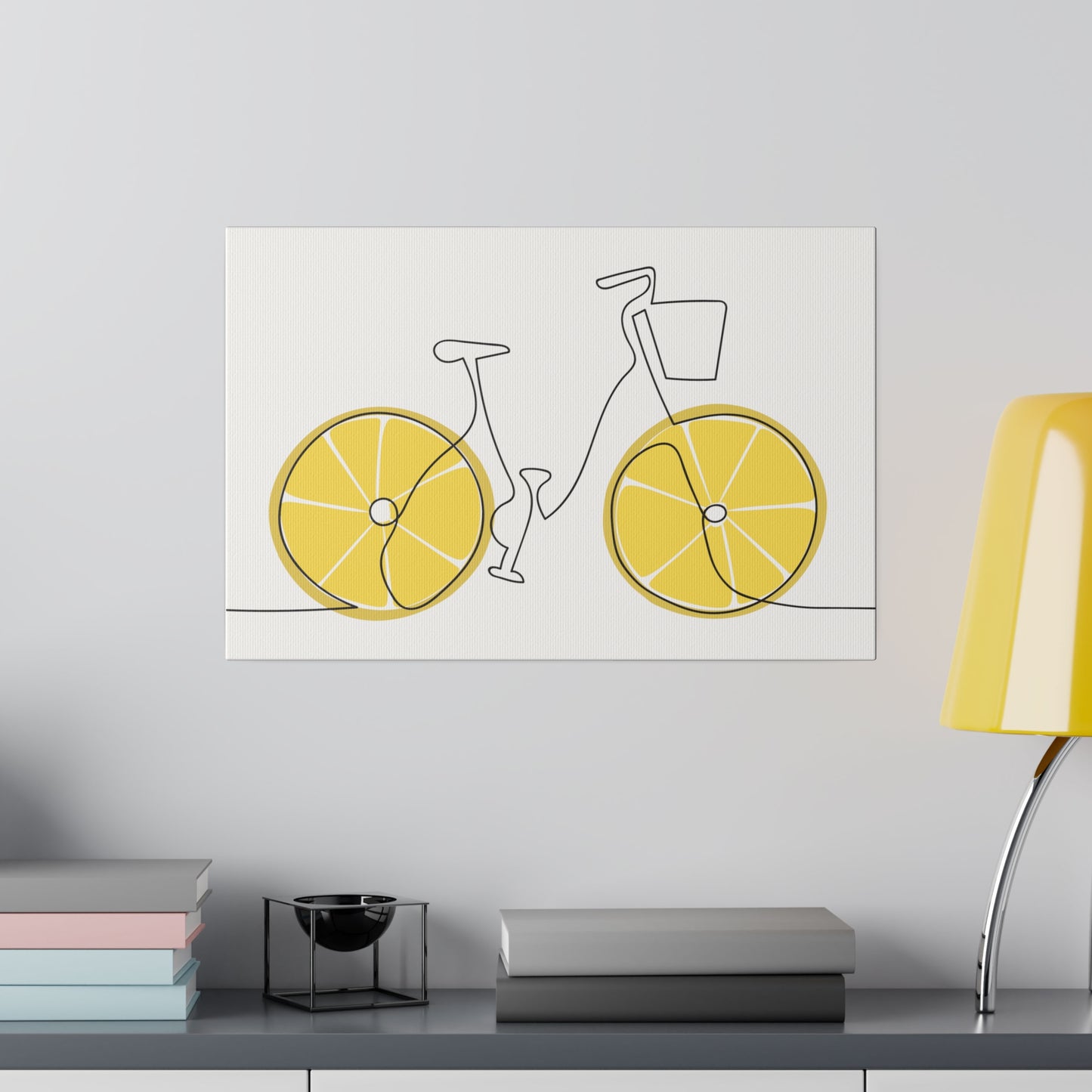 Lemon Wheel Bike Matte Canvas, Stretched, 0.75"