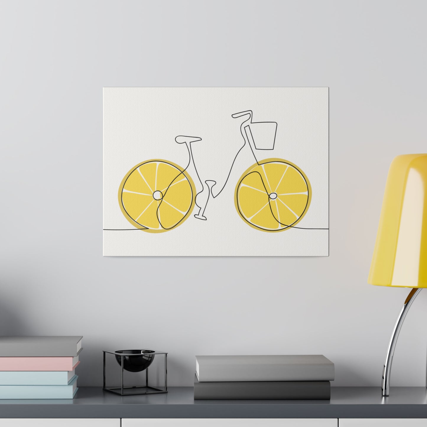 Lemon Wheel Bike Matte Canvas, Stretched, 0.75"