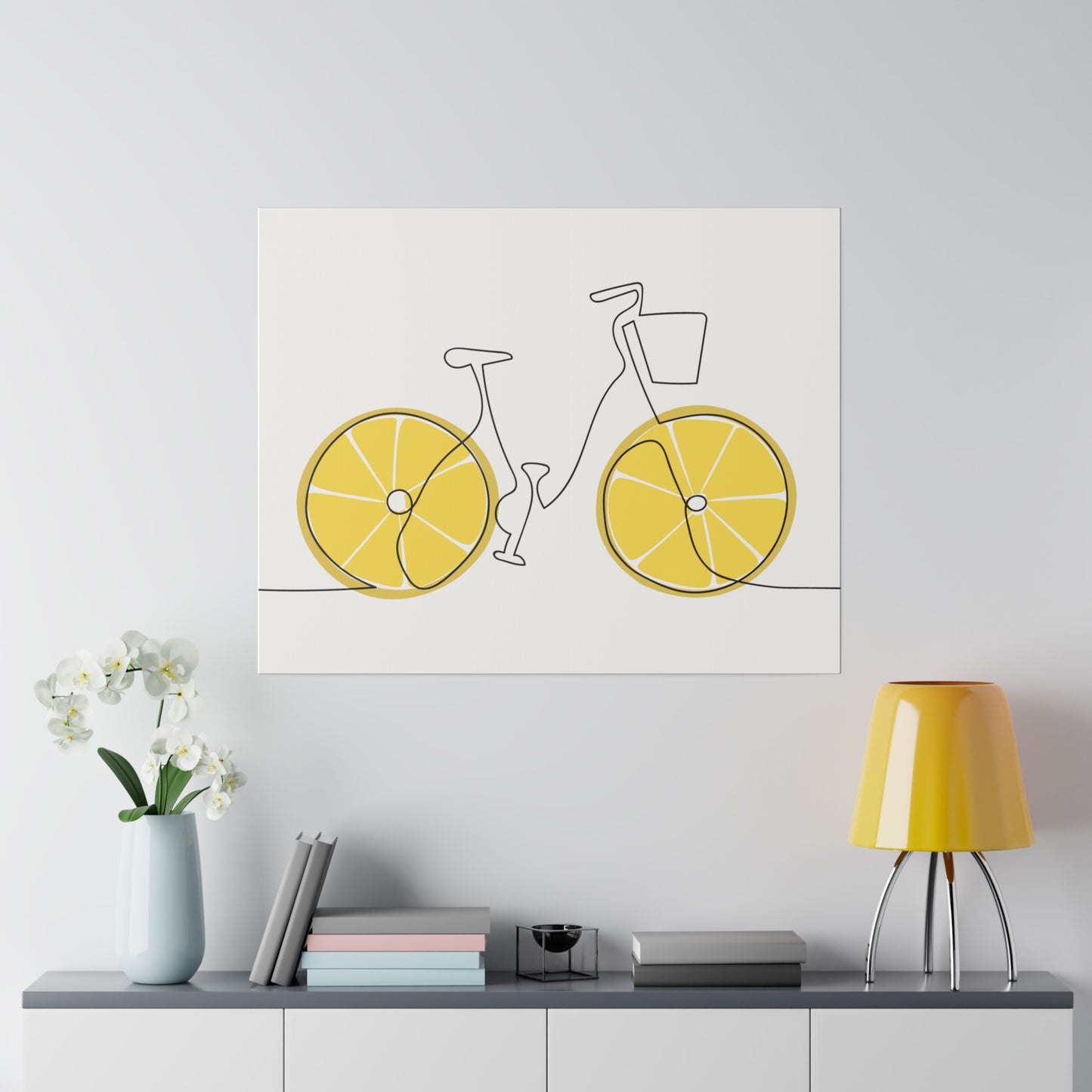 Lemon Wheel Bike Matte Canvas, Stretched, 0.75"