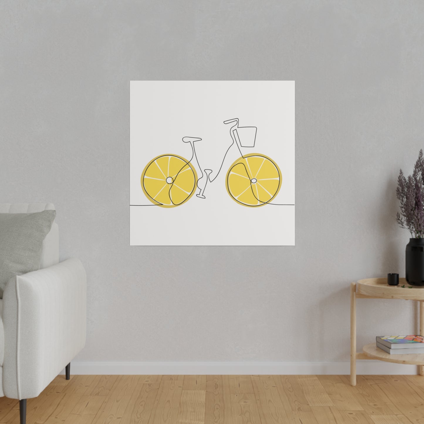 Lemon Wheel Bike Matte Canvas, Stretched, 0.75"