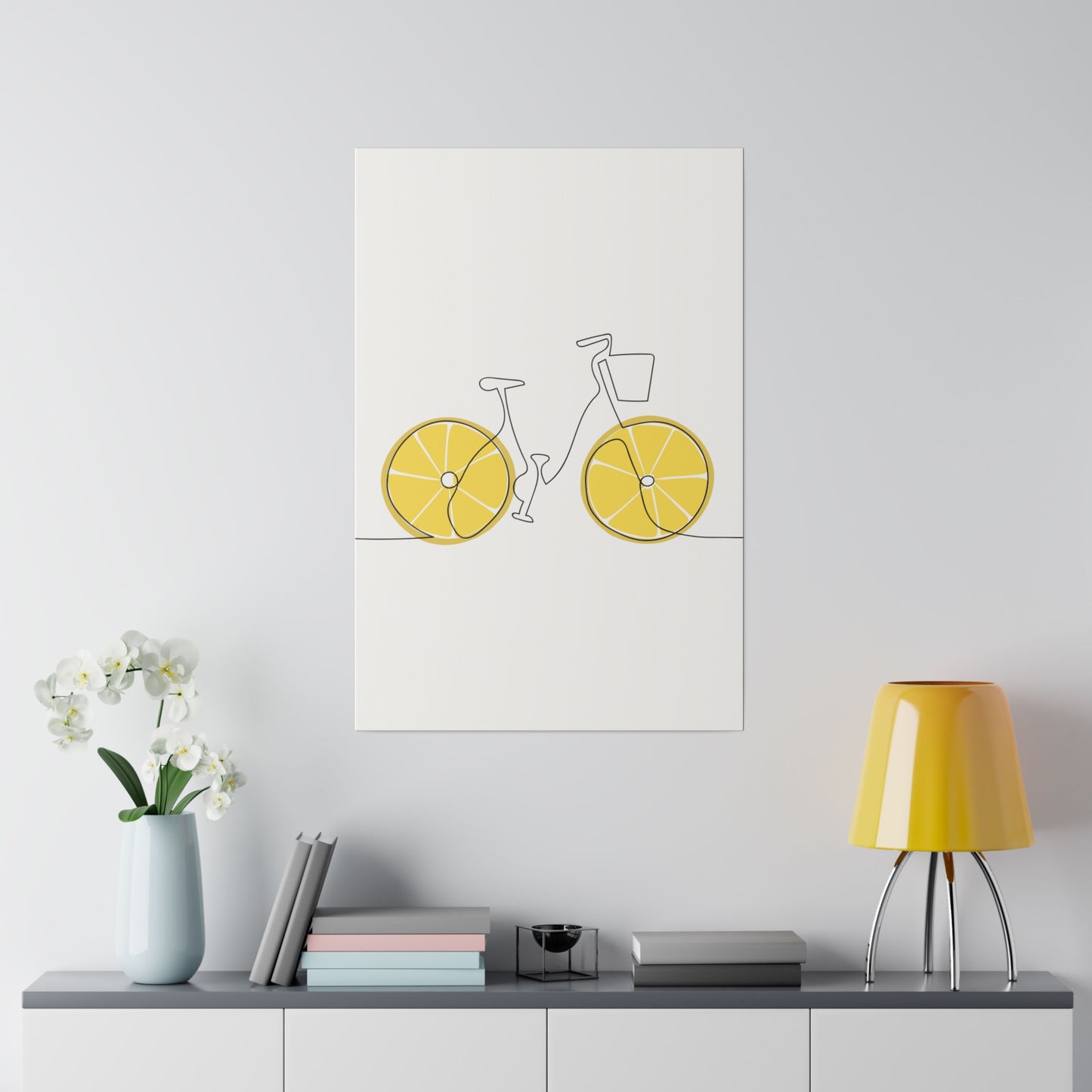 Lemon Wheel Bike Matte Canvas, Stretched, 0.75"