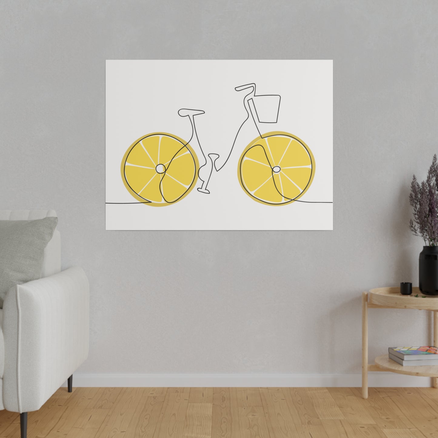 Lemon Wheel Bike Matte Canvas, Stretched, 0.75"