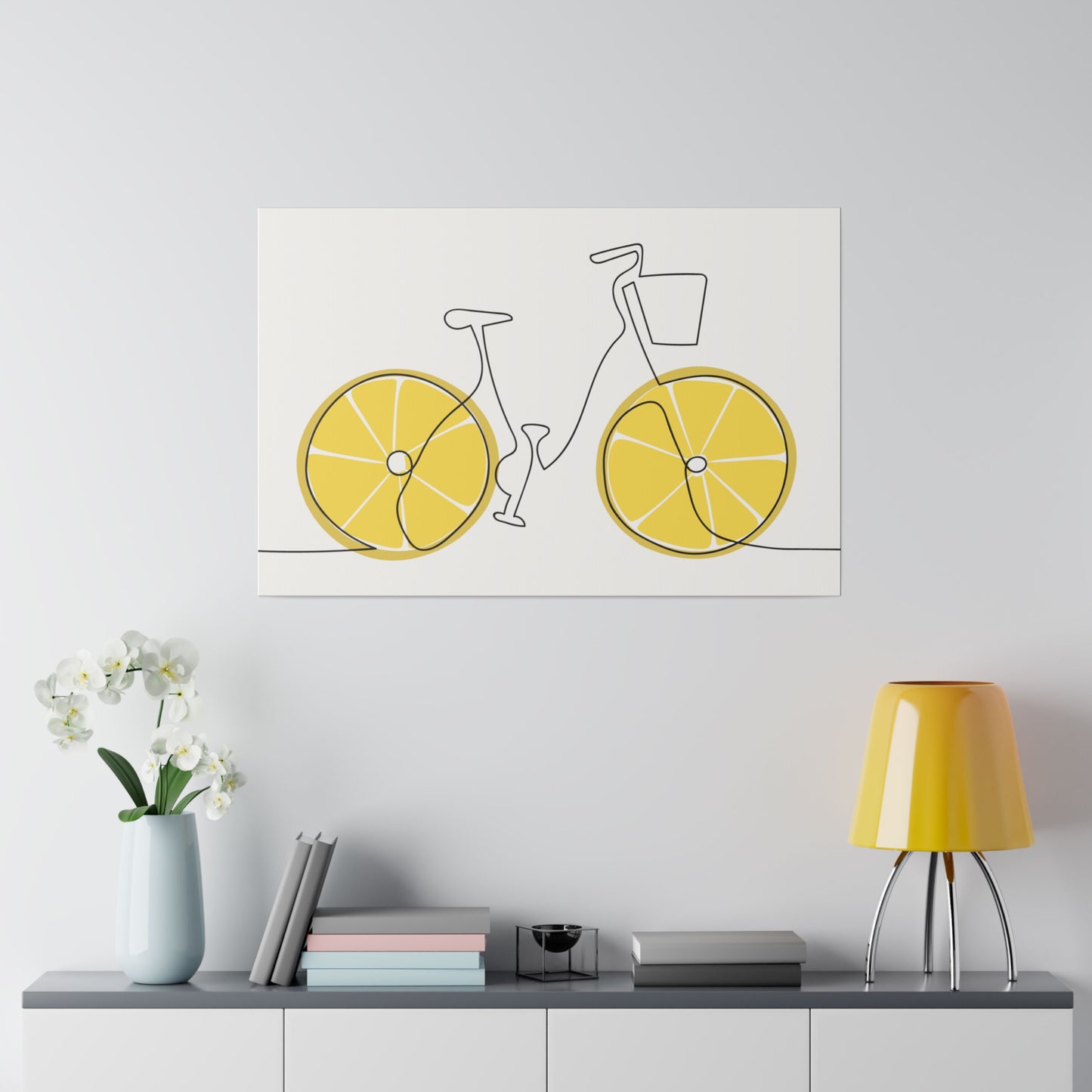 Lemon Wheel Bike Matte Canvas, Stretched, 0.75"