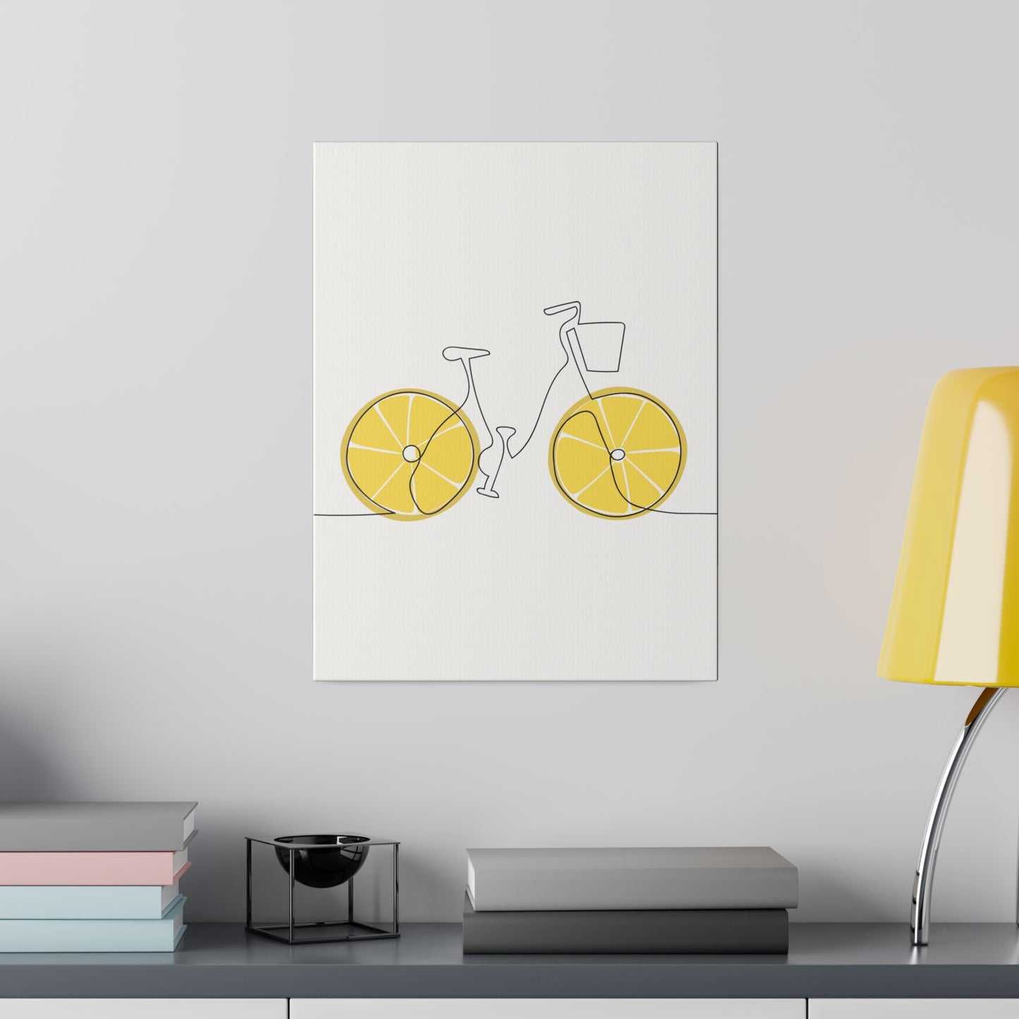 Lemon Wheel Bike Matte Canvas, Stretched, 0.75"