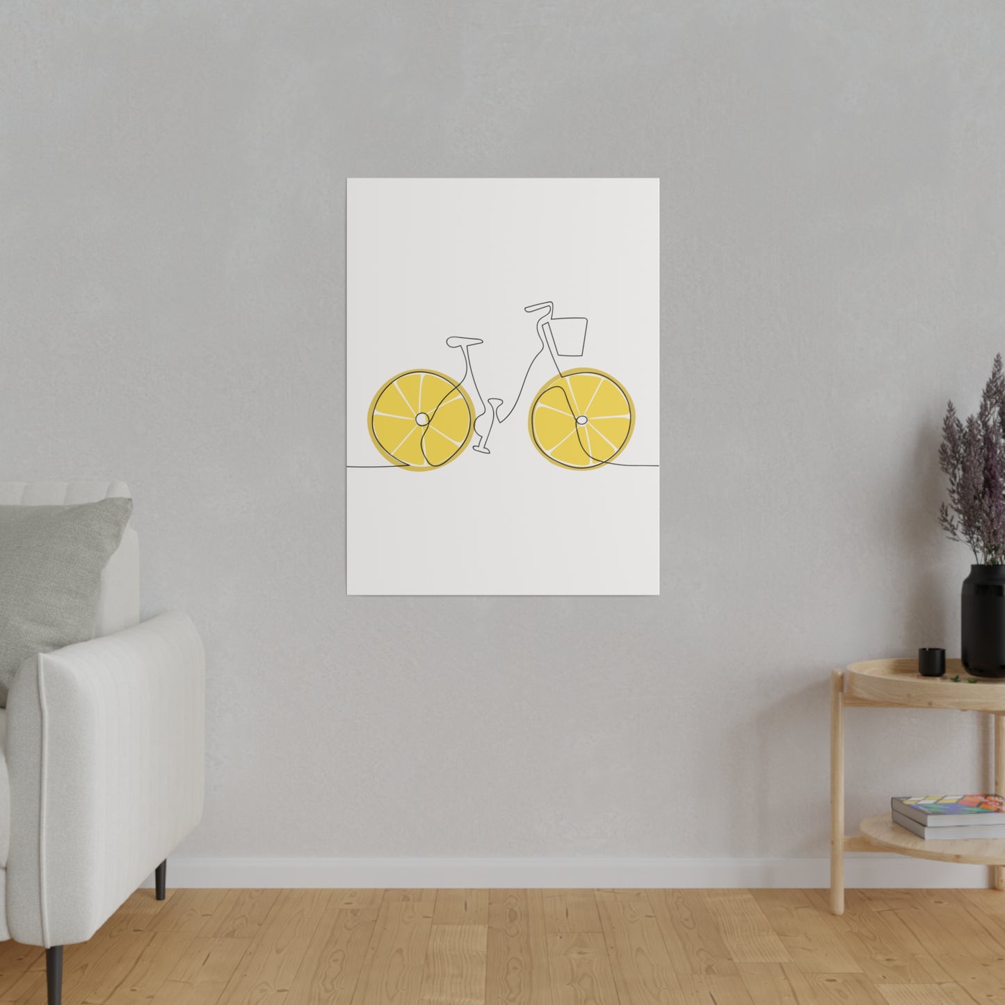 Lemon Wheel Bike Matte Canvas, Stretched, 0.75"