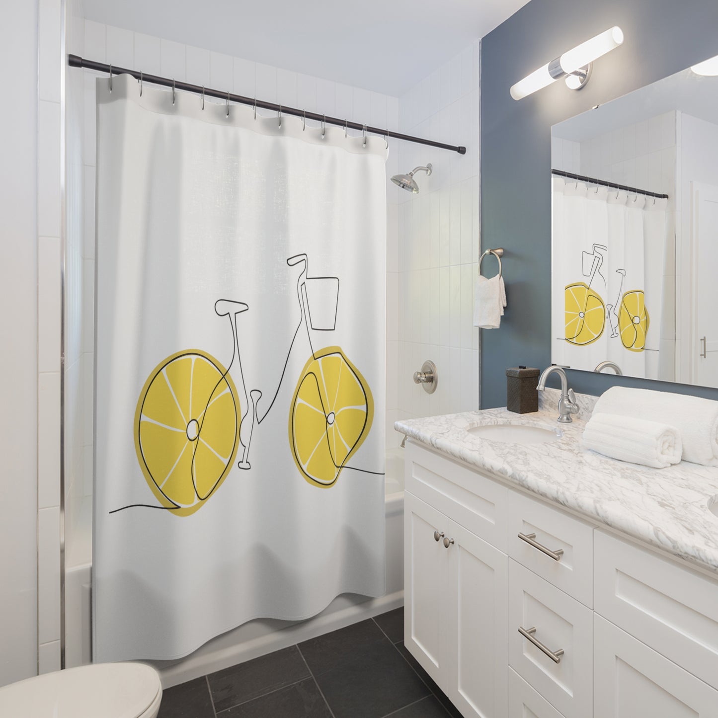 Lemon Wheel Bike Shower Curtains