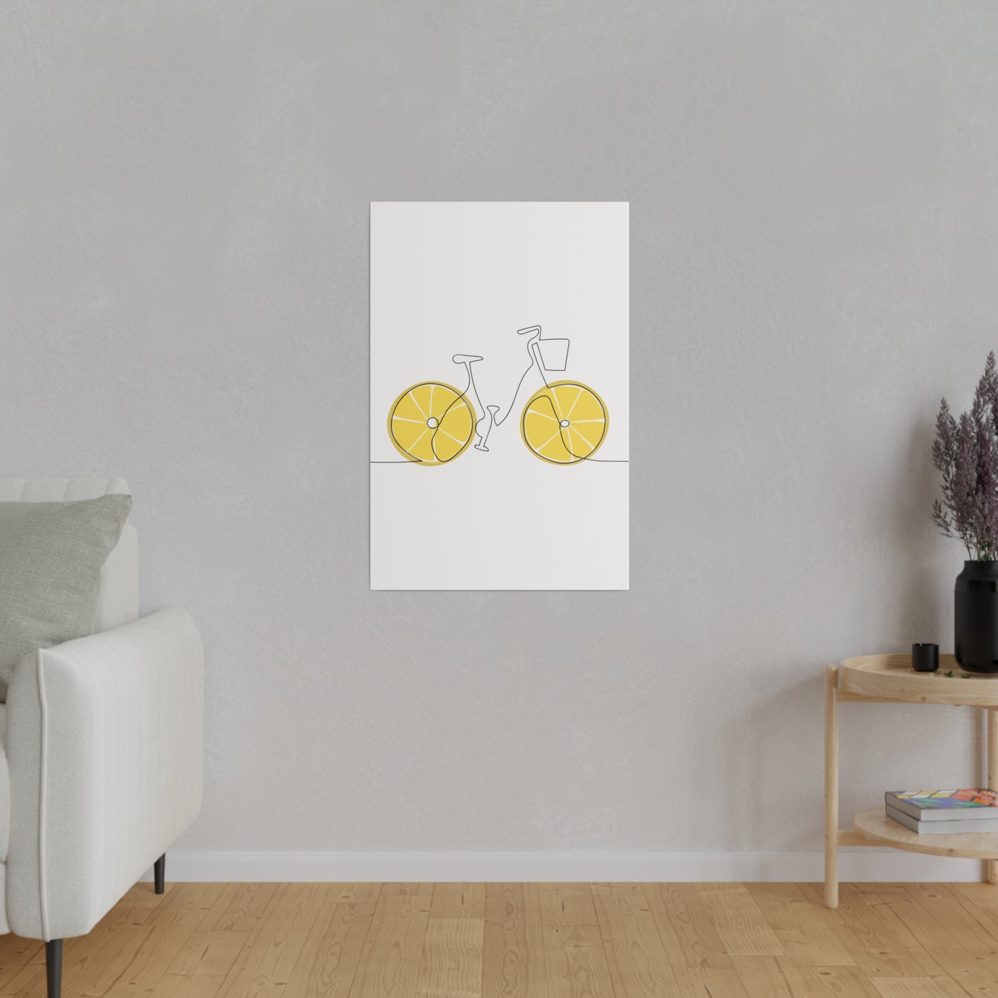 Lemon Wheel Bike Matte Canvas, Stretched, 0.75"