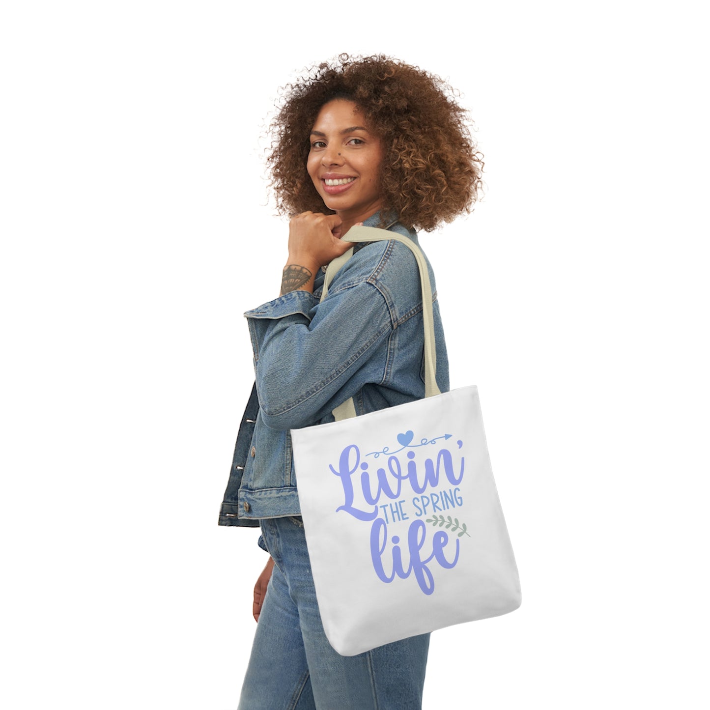 Livin' The Spring Life Canvas Tote Bag, 5-Color Straps