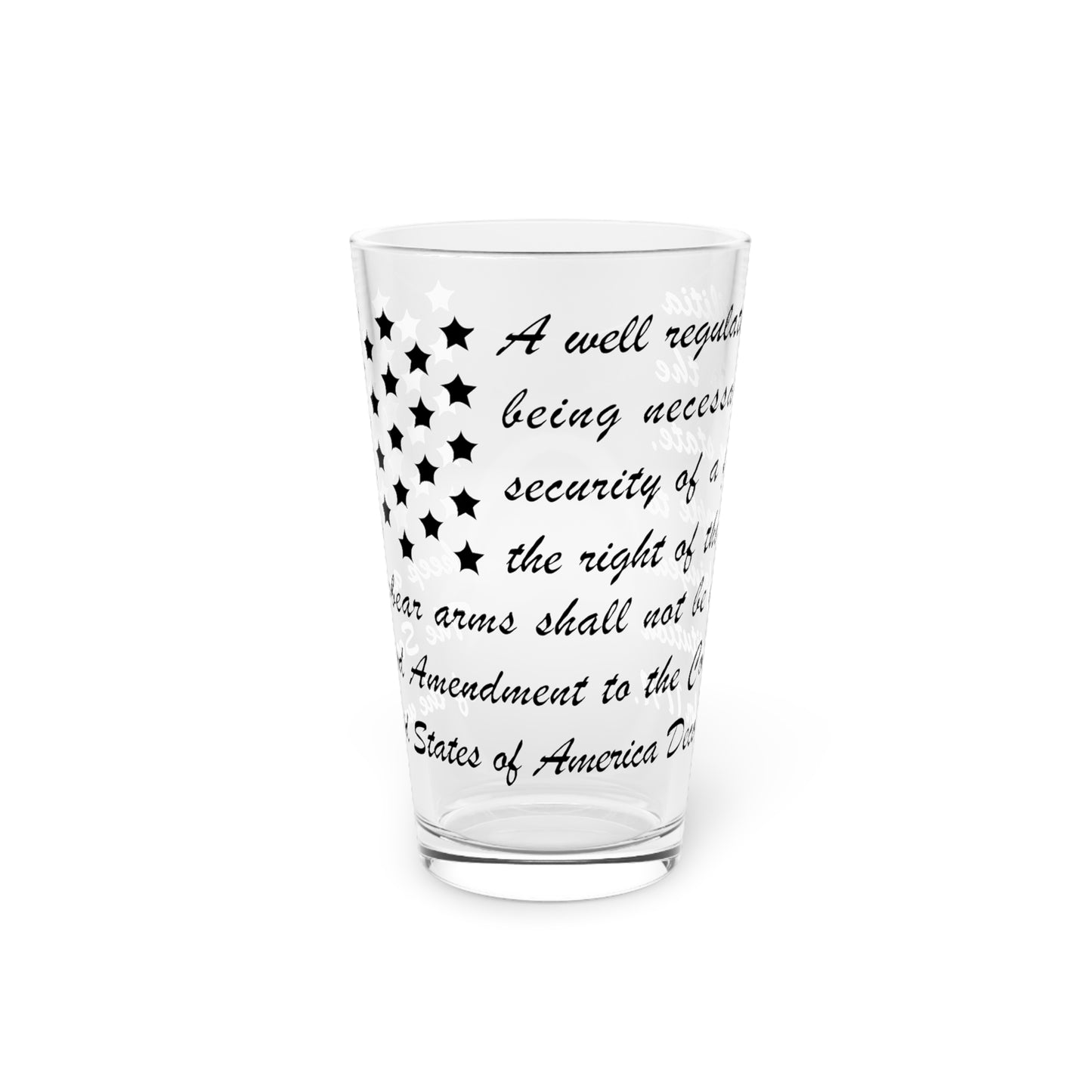 Well Regulated Militia - stars & stripes Pint Glass, 16oz