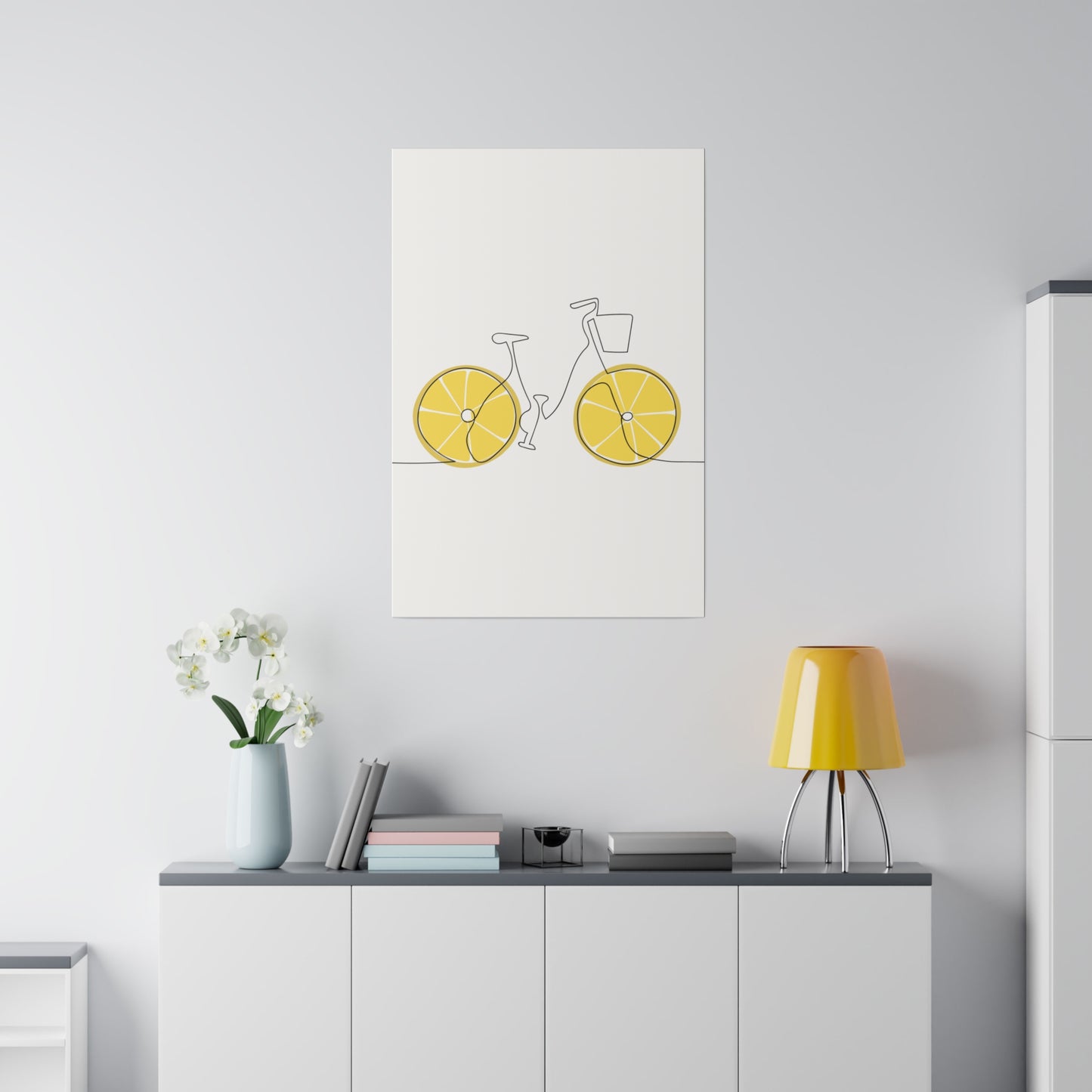 Lemon Wheel Bike Matte Canvas, Stretched, 0.75"