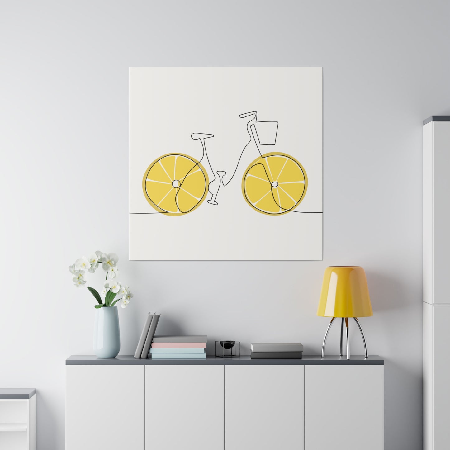 Lemon Wheel Bike Matte Canvas, Stretched, 0.75"