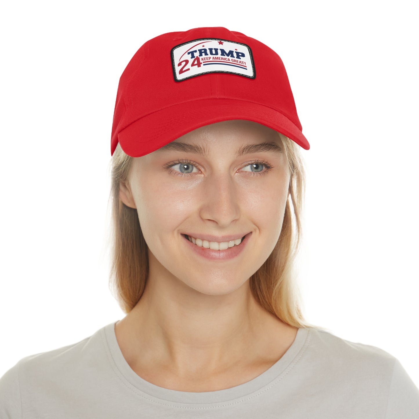 Trump 2024 Dad Hat with Leather Patch (Rectangle)