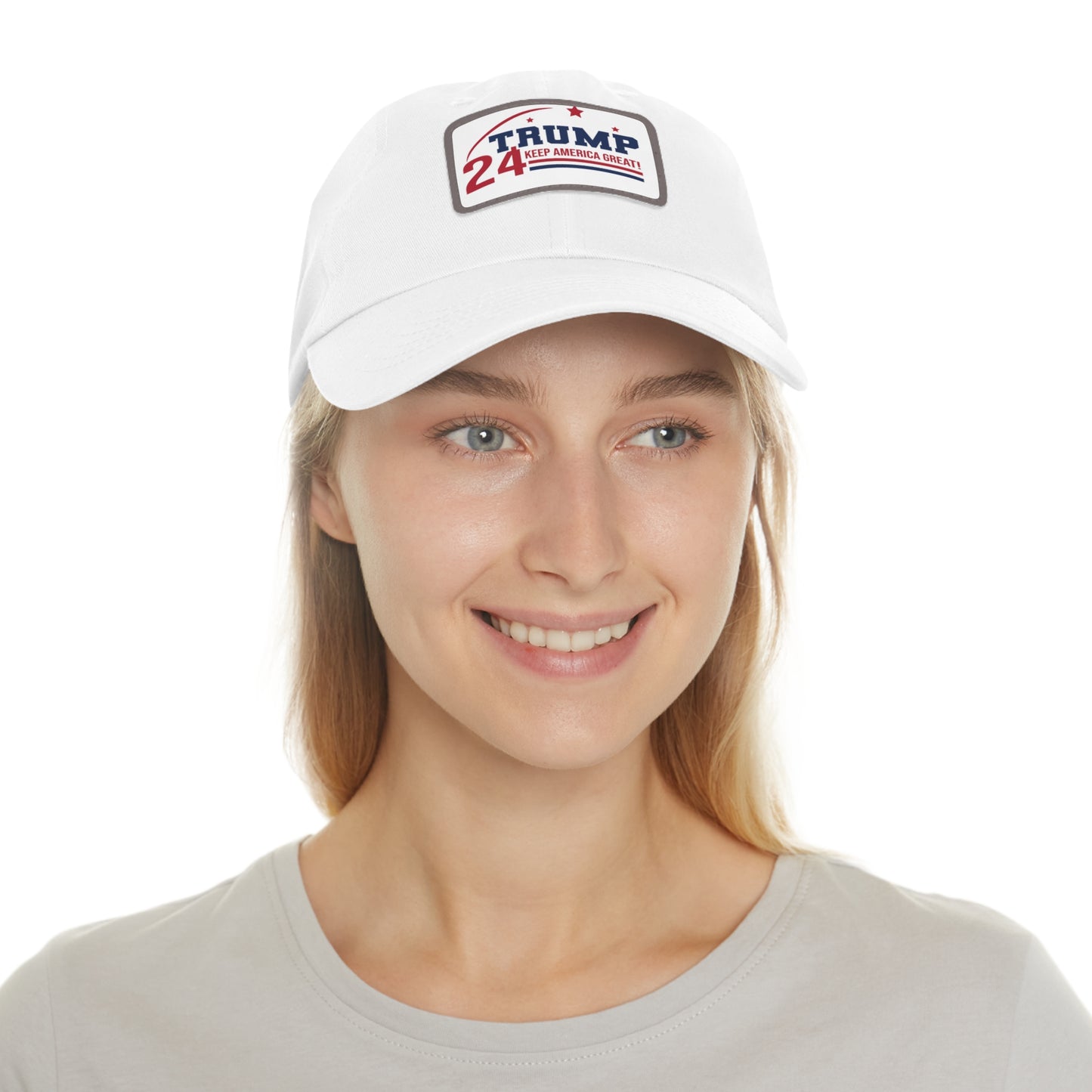 Trump 2024 Dad Hat with Leather Patch (Rectangle)