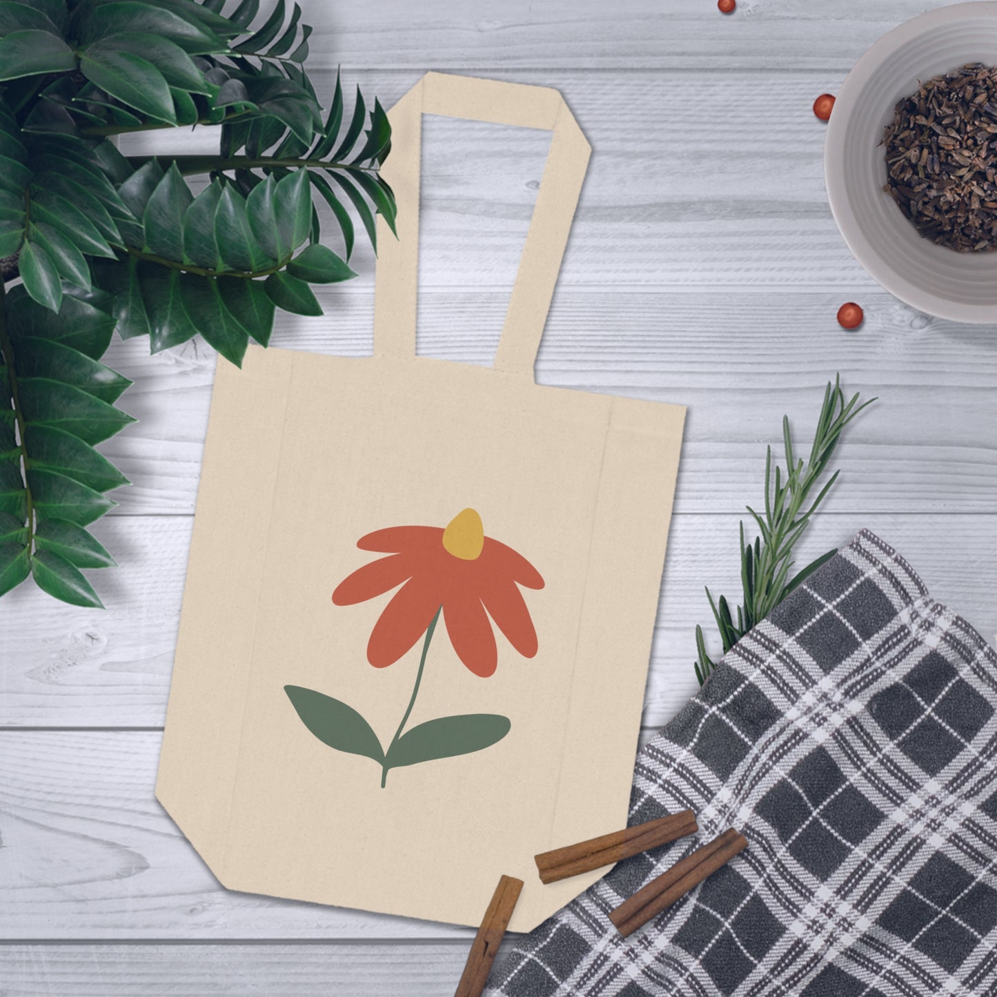 Flower Double Wine Tote Bag