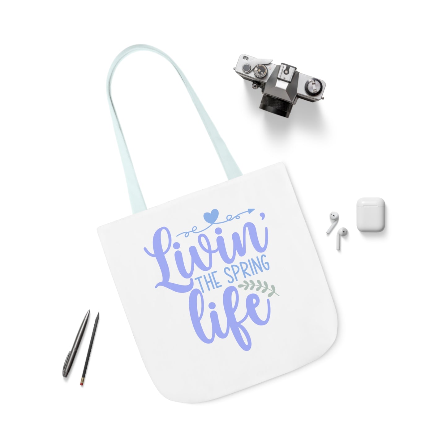 Livin' The Spring Life Canvas Tote Bag, 5-Color Straps