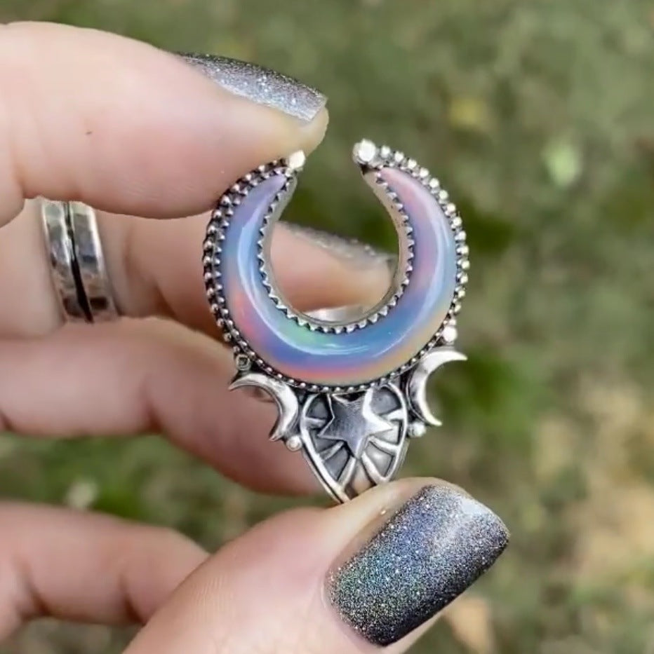 Epoxy alloy jewelry star and moon ring