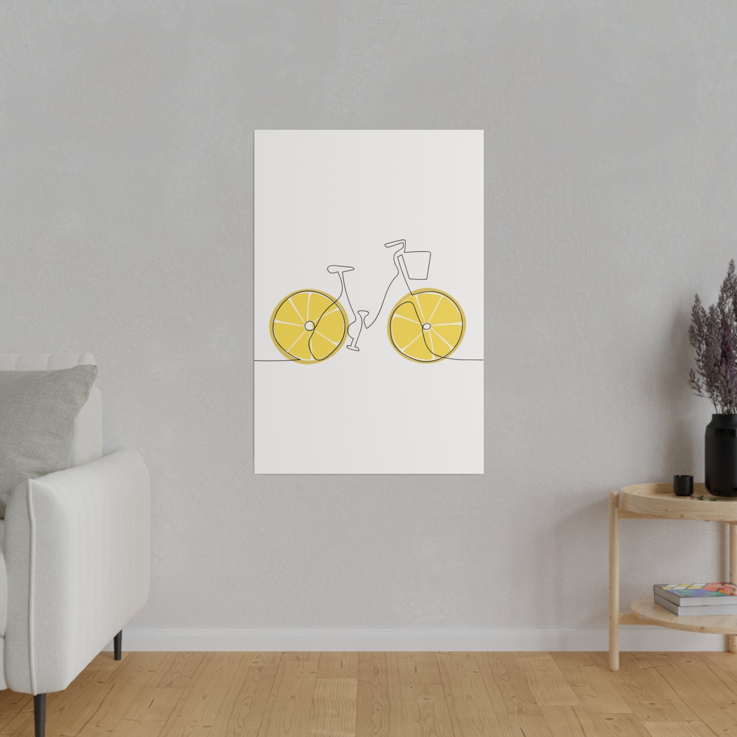 Lemon Wheel Bike Matte Canvas, Stretched, 0.75"