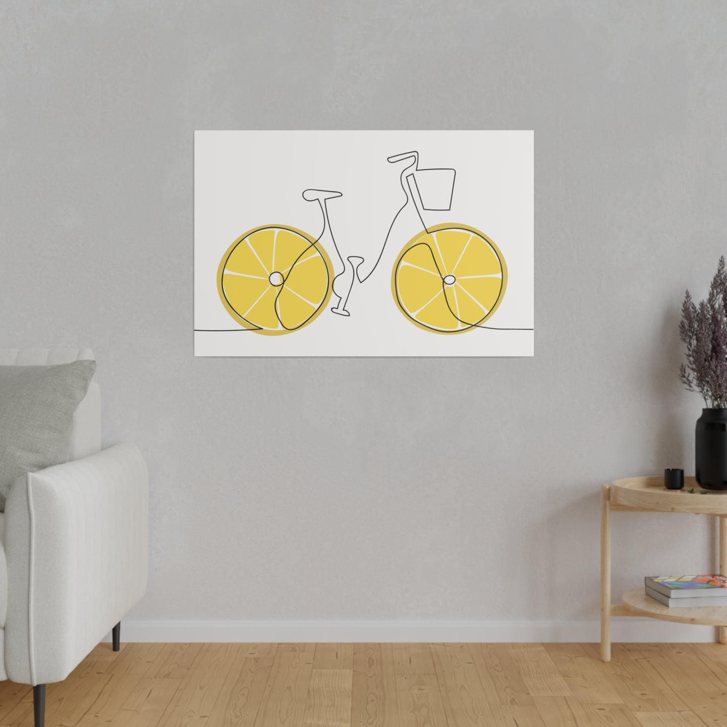 Lemon Wheel Bike Matte Canvas, Stretched, 0.75"