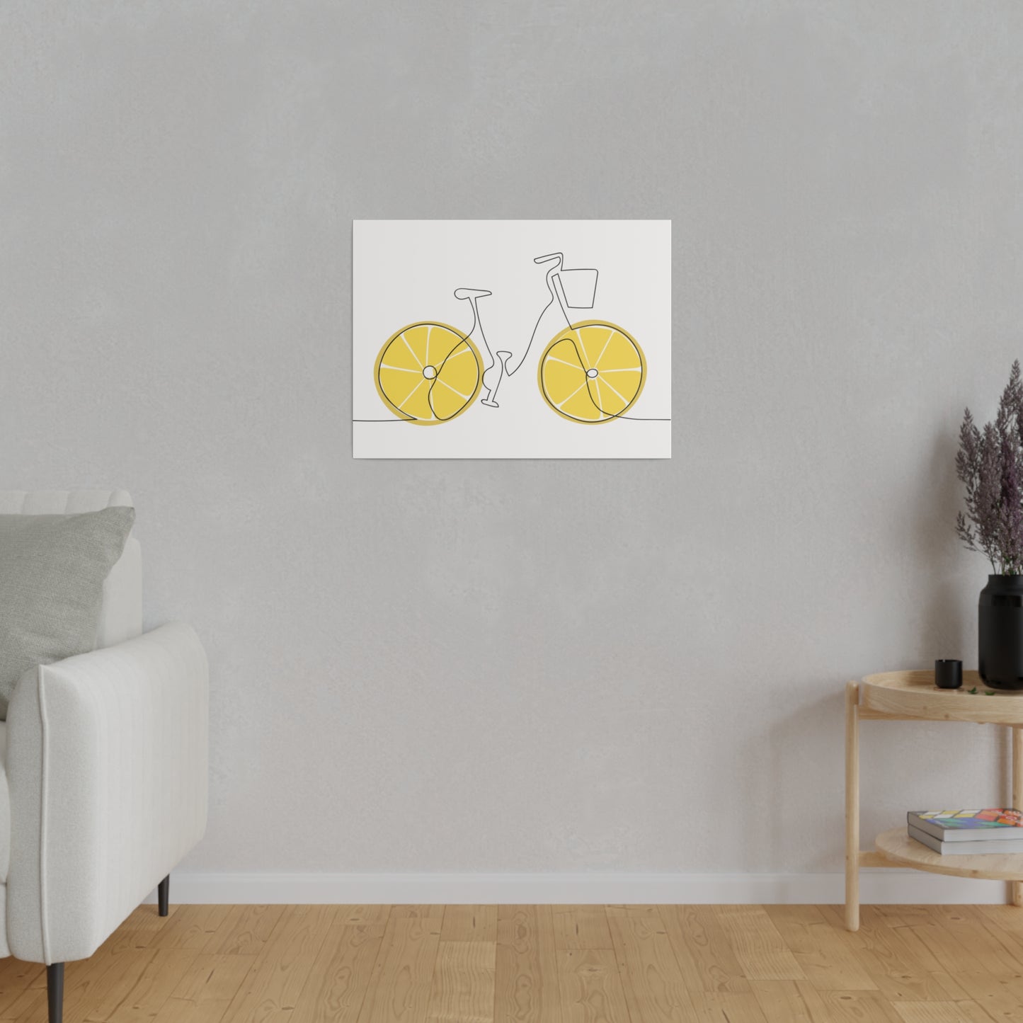 Lemon Wheel Bike Matte Canvas, Stretched, 0.75"