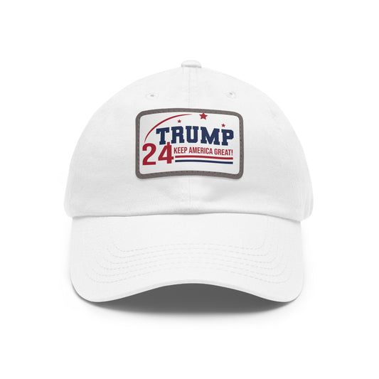 Trump 2024 Dad Hat with Leather Patch (Rectangle)