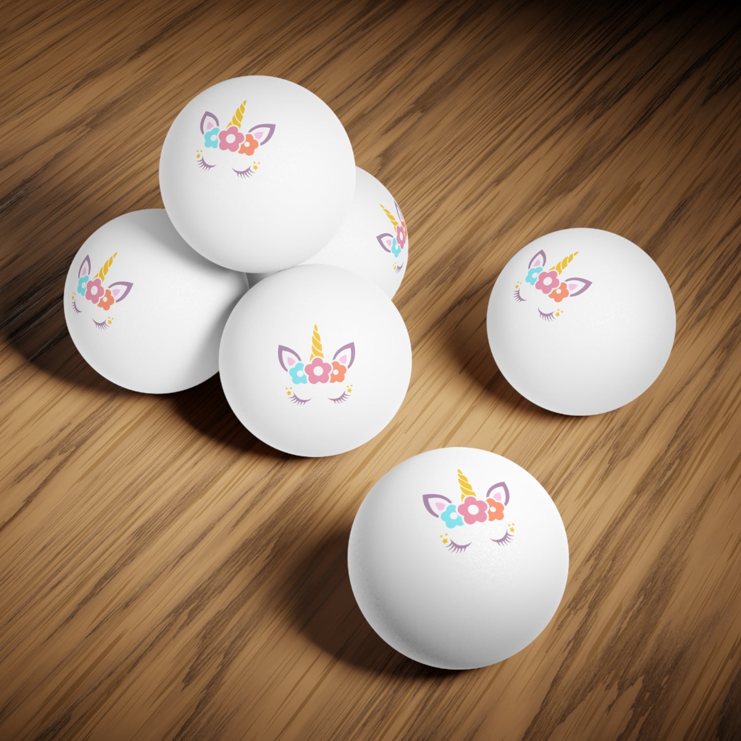 Unicorn Bunny Ping Pong Balls, 6 pcs