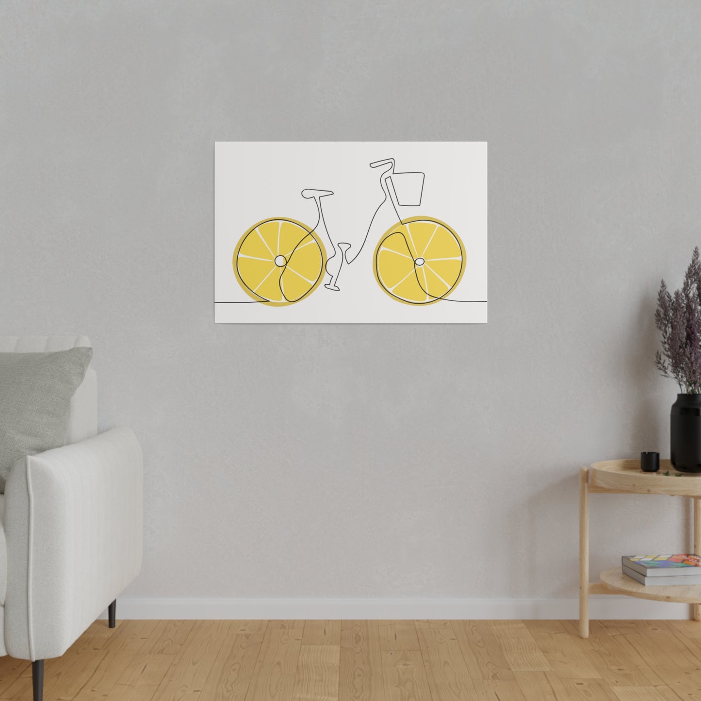 Lemon Wheel Bike Matte Canvas, Stretched, 0.75"