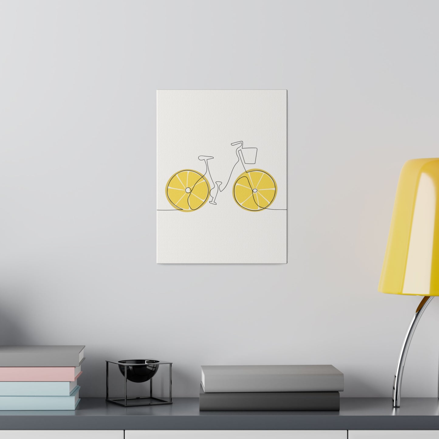 Lemon Wheel Bike Matte Canvas, Stretched, 0.75"