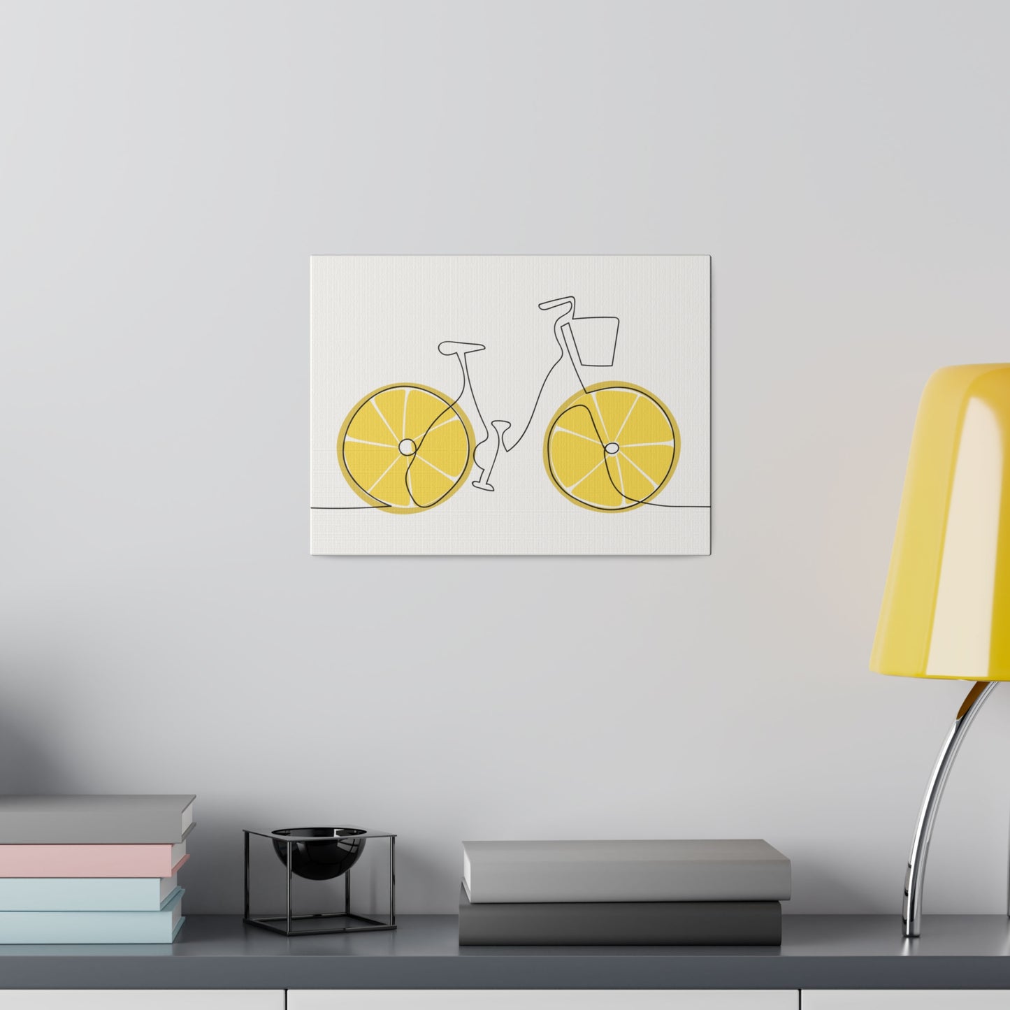 Lemon Wheel Bike Matte Canvas, Stretched, 0.75"