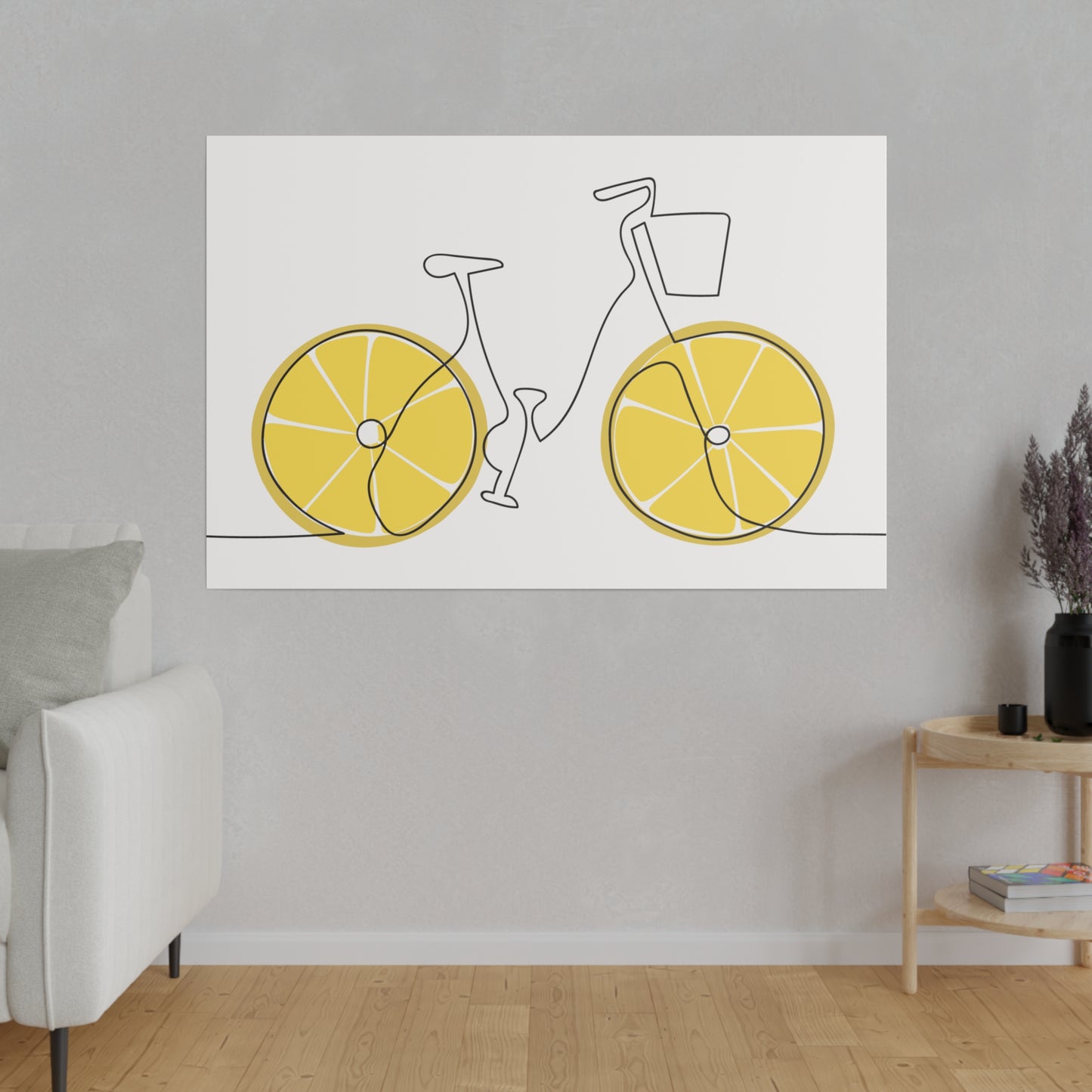 Lemon Wheel Bike Matte Canvas, Stretched, 0.75"