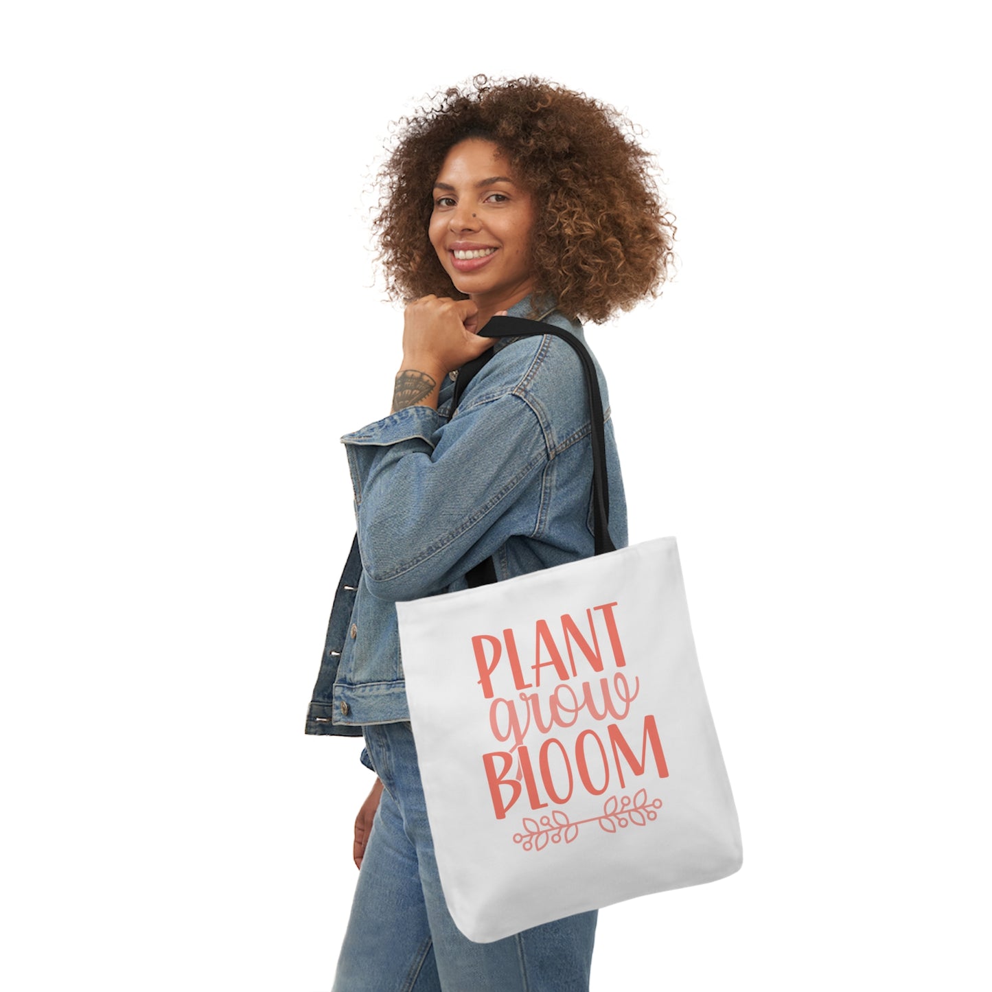 Plant Grow Bloom Spring Canvas Tote Bag, 5-Color Straps