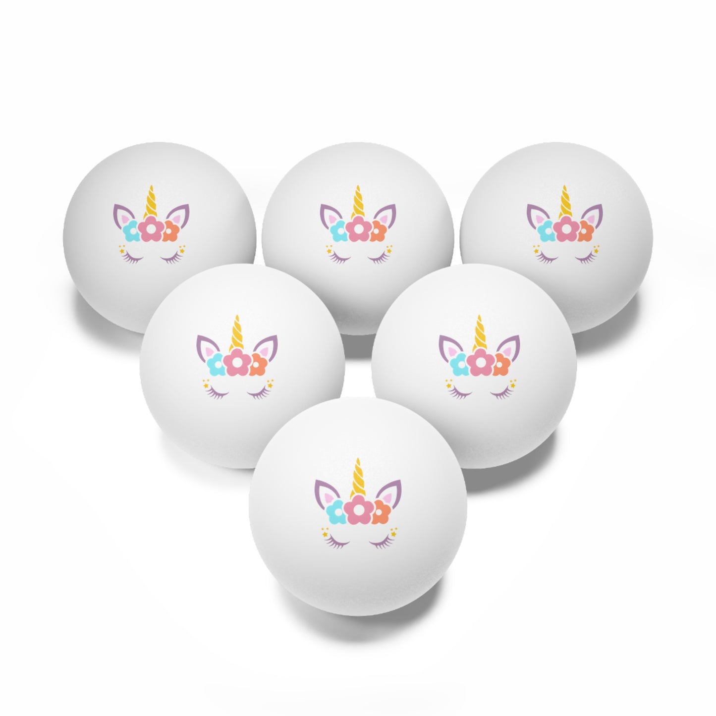 Unicorn Bunny Ping Pong Balls, 6 pcs