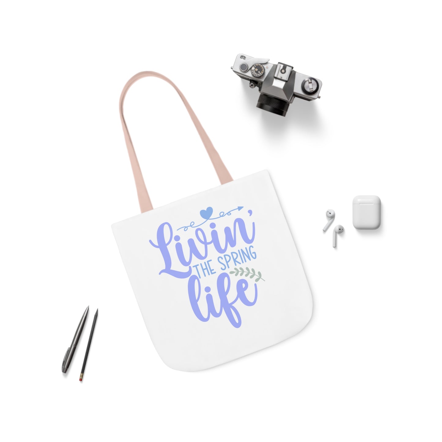 Livin' The Spring Life Canvas Tote Bag, 5-Color Straps