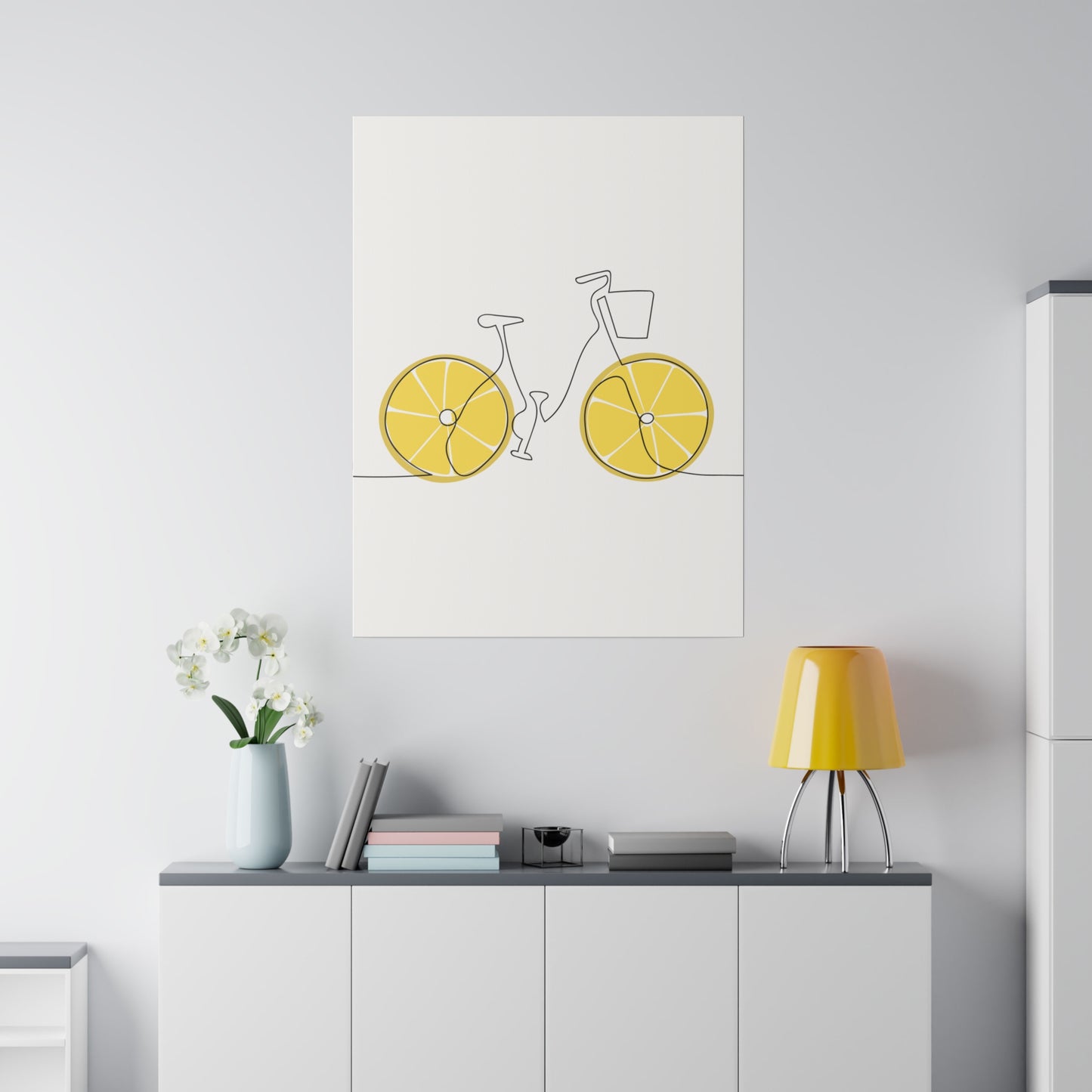 Lemon Wheel Bike Matte Canvas, Stretched, 0.75"