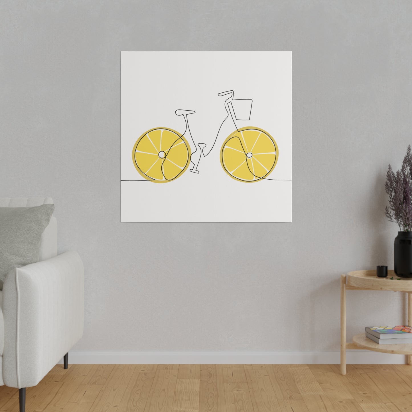 Lemon Wheel Bike Matte Canvas, Stretched, 0.75"