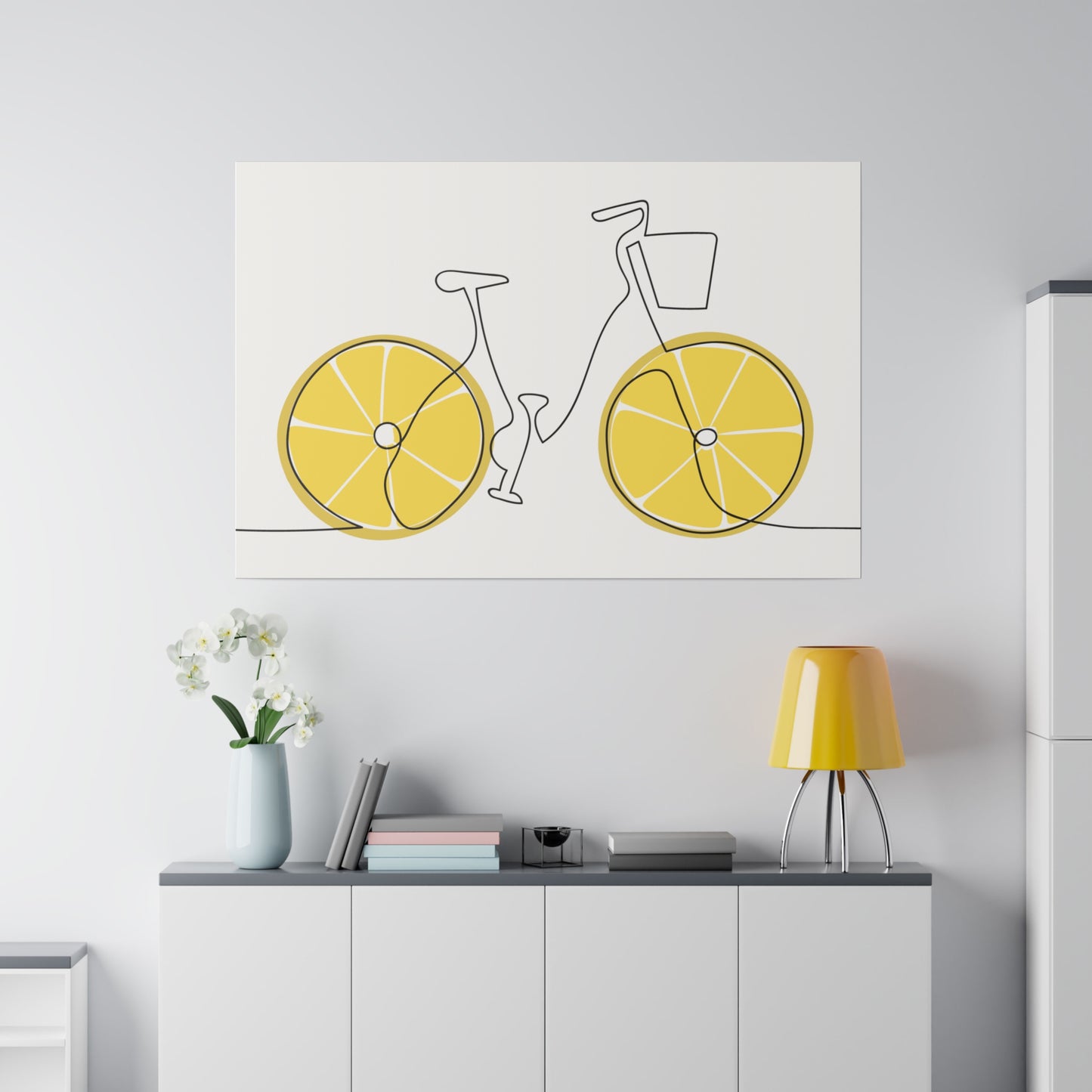 Lemon Wheel Bike Matte Canvas, Stretched, 0.75"