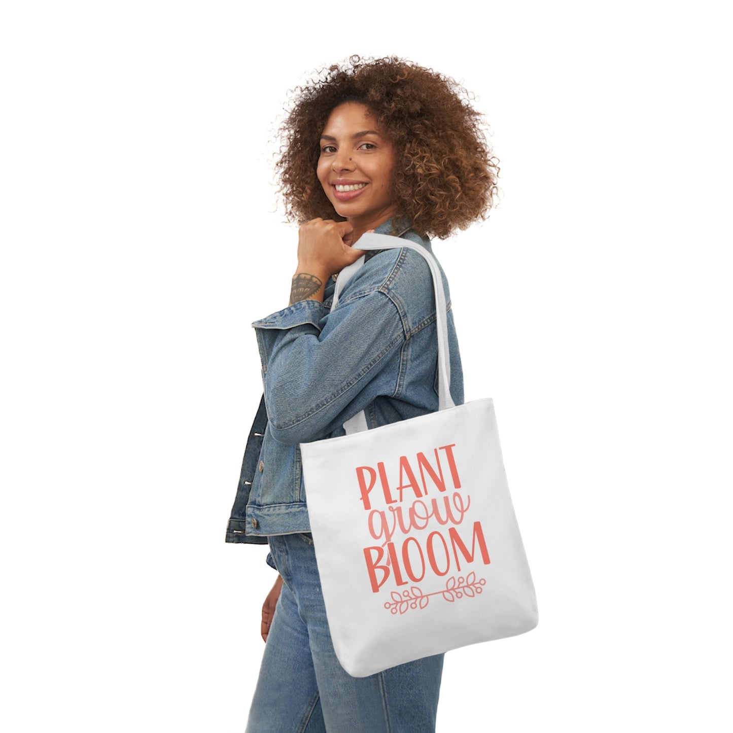 Plant Grow Bloom Spring Canvas Tote Bag, 5-Color Straps