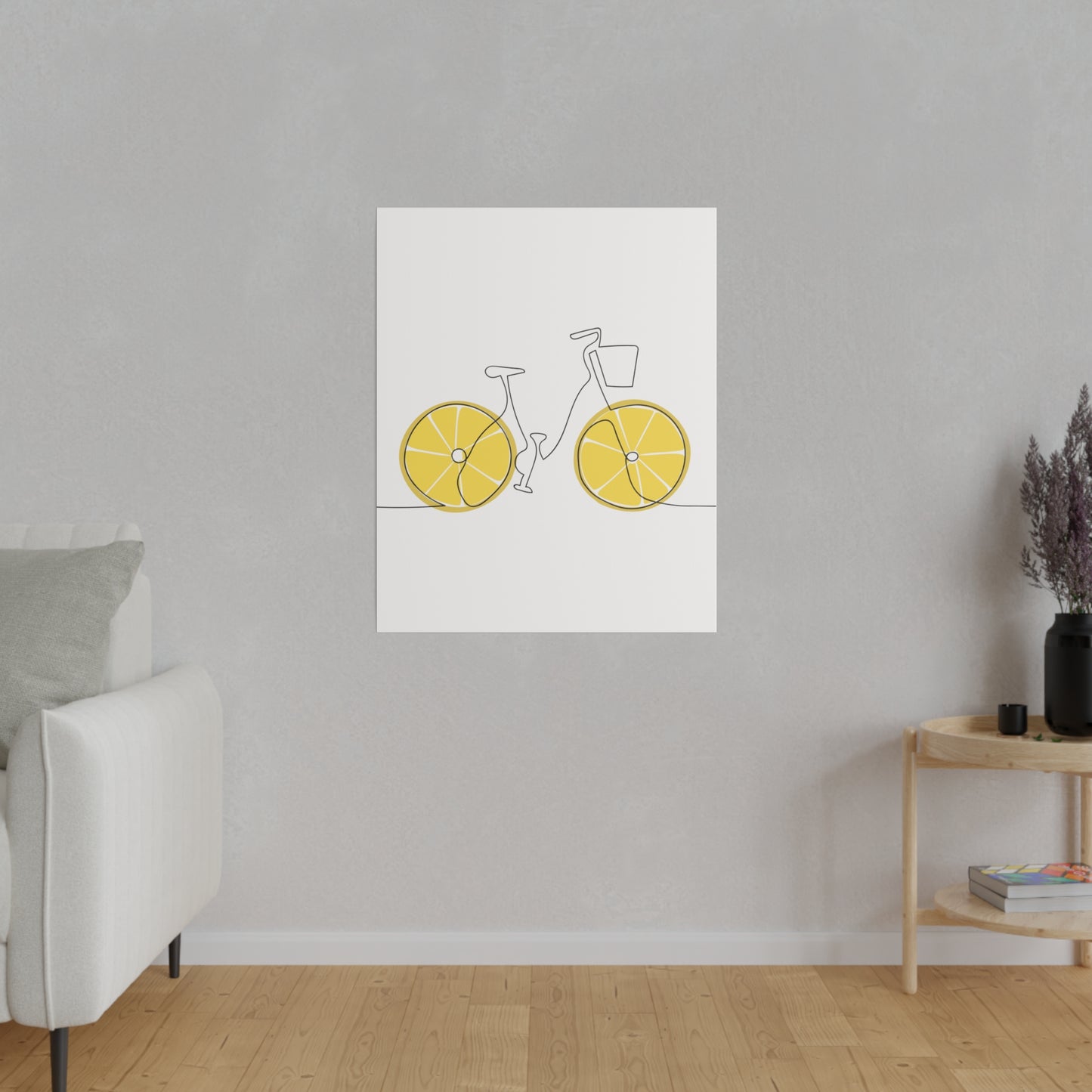 Lemon Wheel Bike Matte Canvas, Stretched, 0.75"