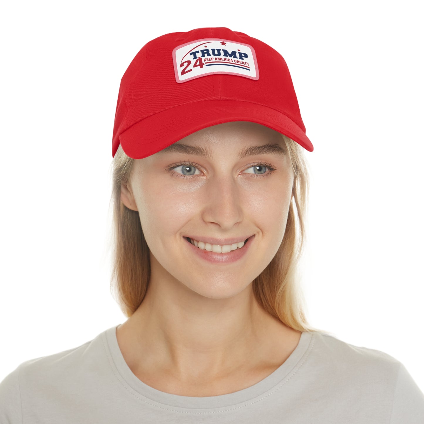 Trump 2024 Dad Hat with Leather Patch (Rectangle)