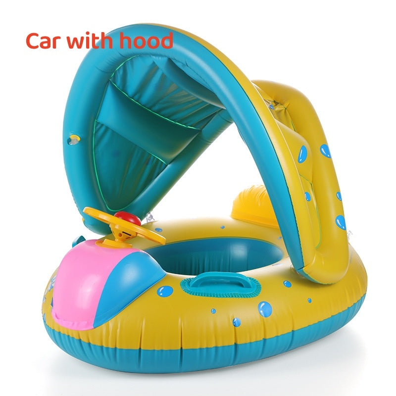 Large Thickened Car Horn Boat Steering Wheel Cross-border Swimming Ring With Canopy