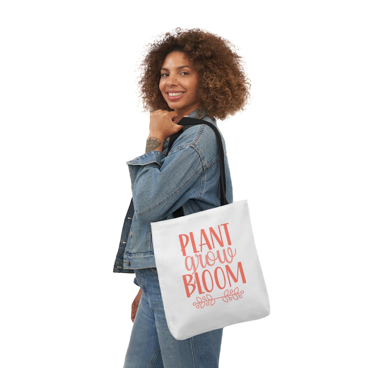 Plant Grow Bloom Spring Canvas Tote Bag, 5-Color Straps