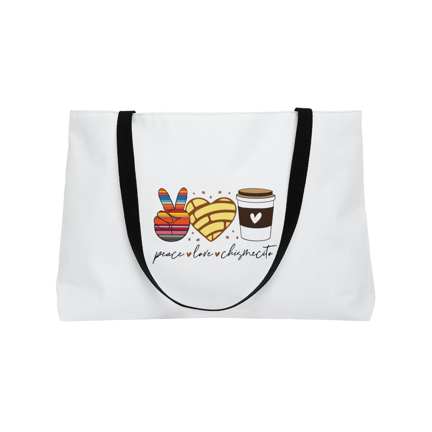 Peace Love Coffee Spanish Weekender Tote Bag