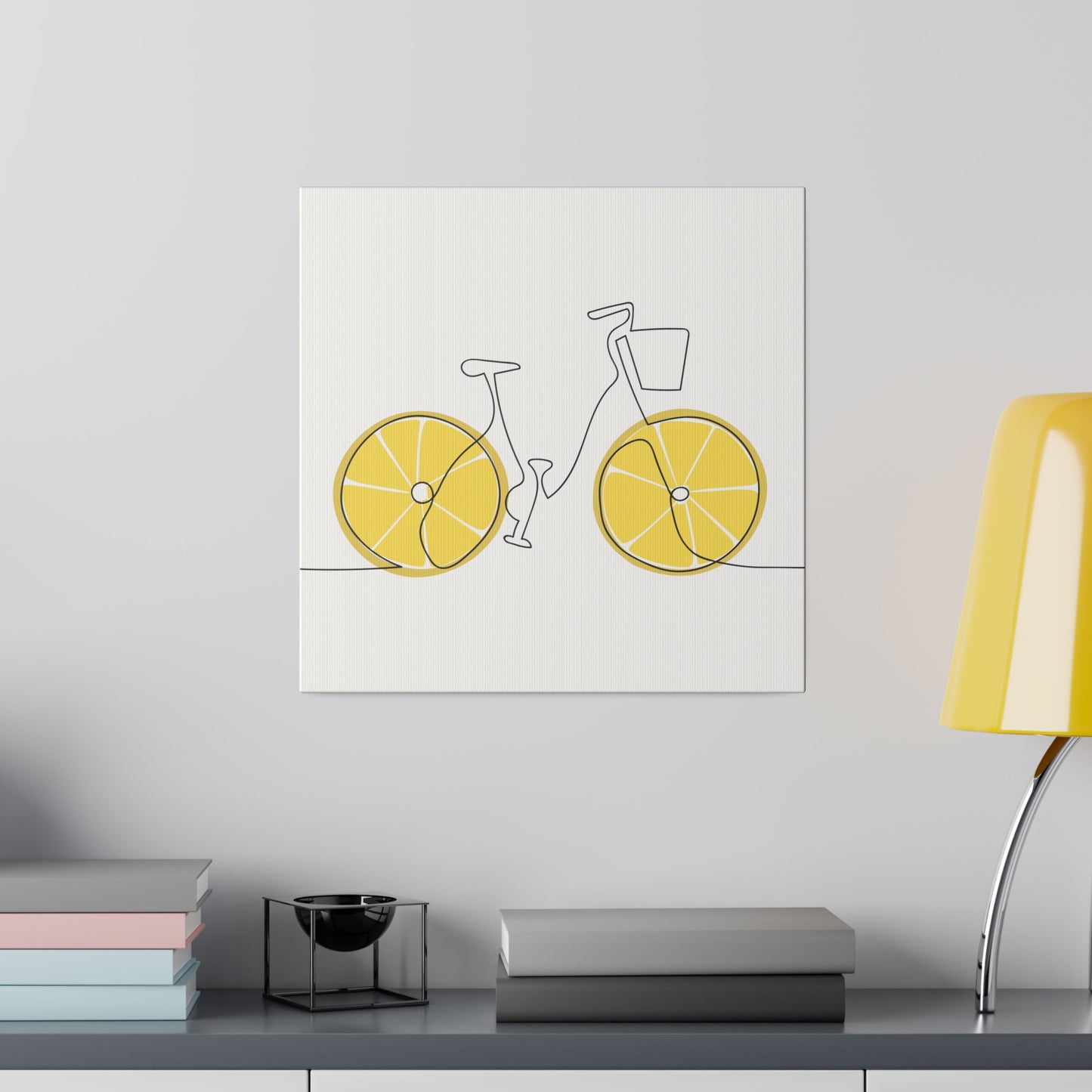 Lemon Wheel Bike Matte Canvas, Stretched, 0.75"