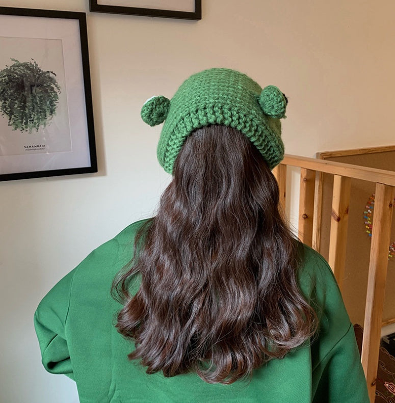 Big eyes frog woolen hat