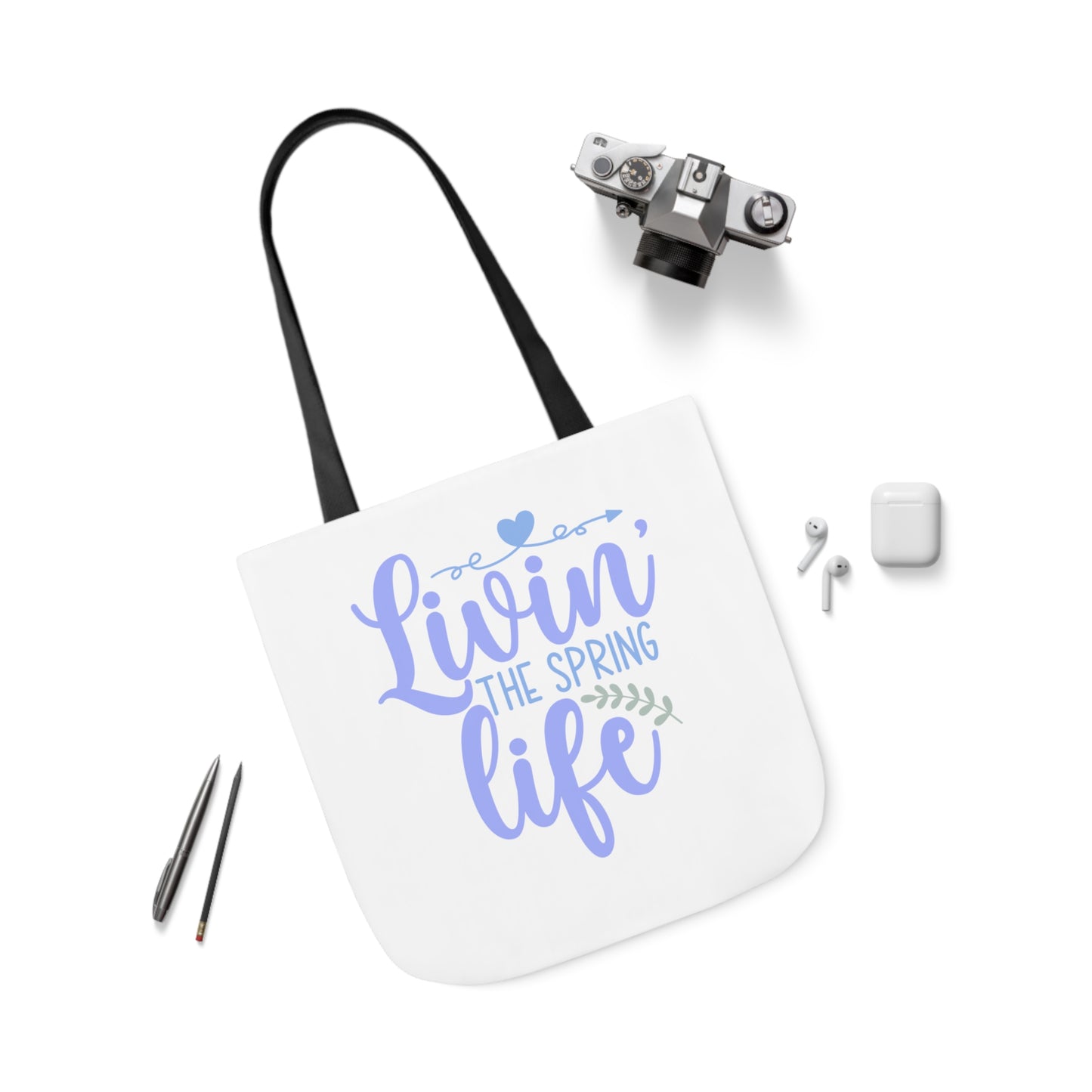 Livin' The Spring Life Canvas Tote Bag, 5-Color Straps